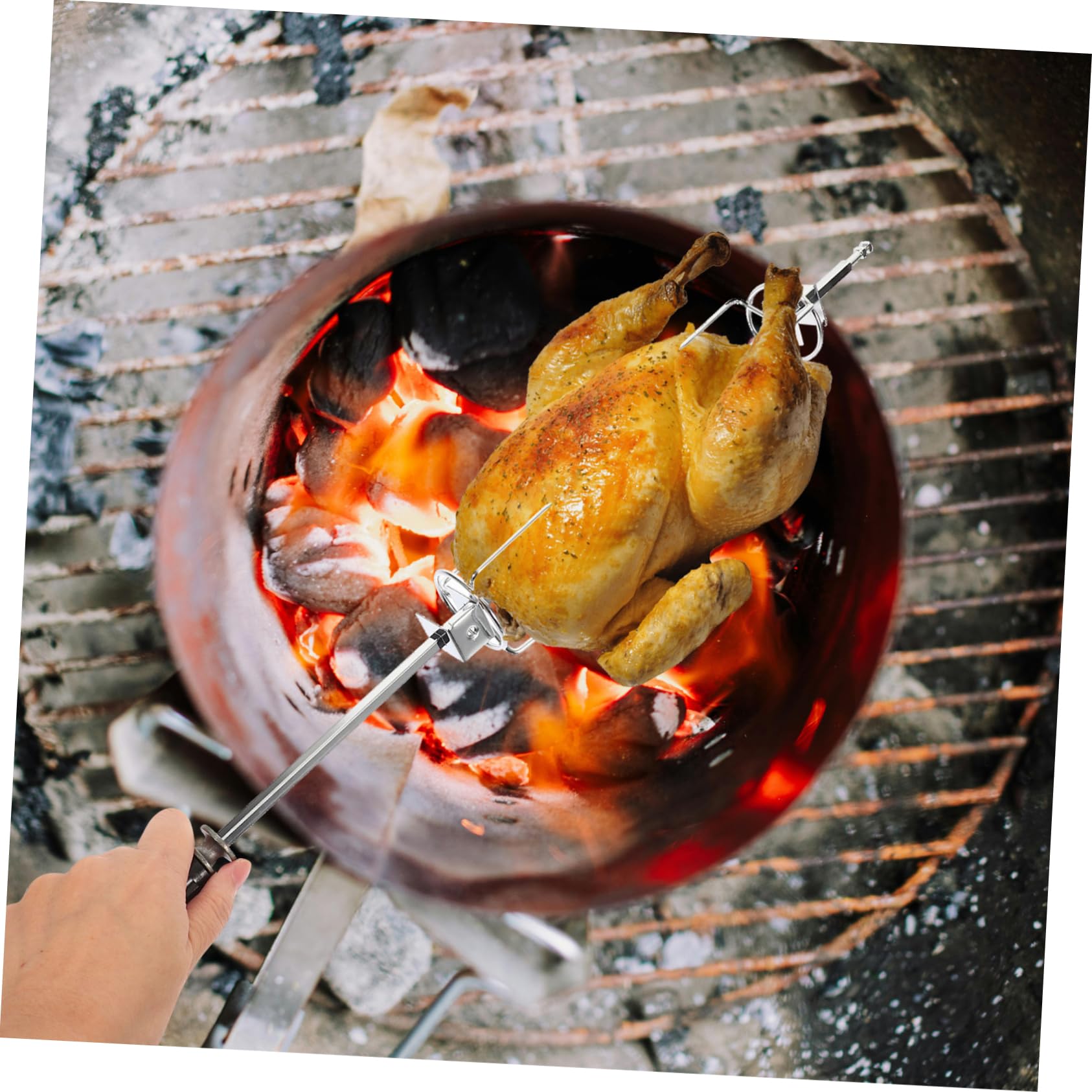 Toddmomy Rotante Inossidabile per Arrosto e Carne Strumento Portatile per Barbecue All con Resistente e Facile da Trasportare