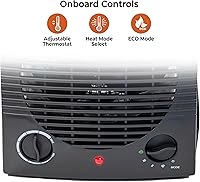 Vista 2 de Comfort Zone Indoor Space Heater, Portable, Fan Forced, Electric, Adjustable Thermostat, Overheat Sensor, Safety Tip-Over Switch, & Stay Cool