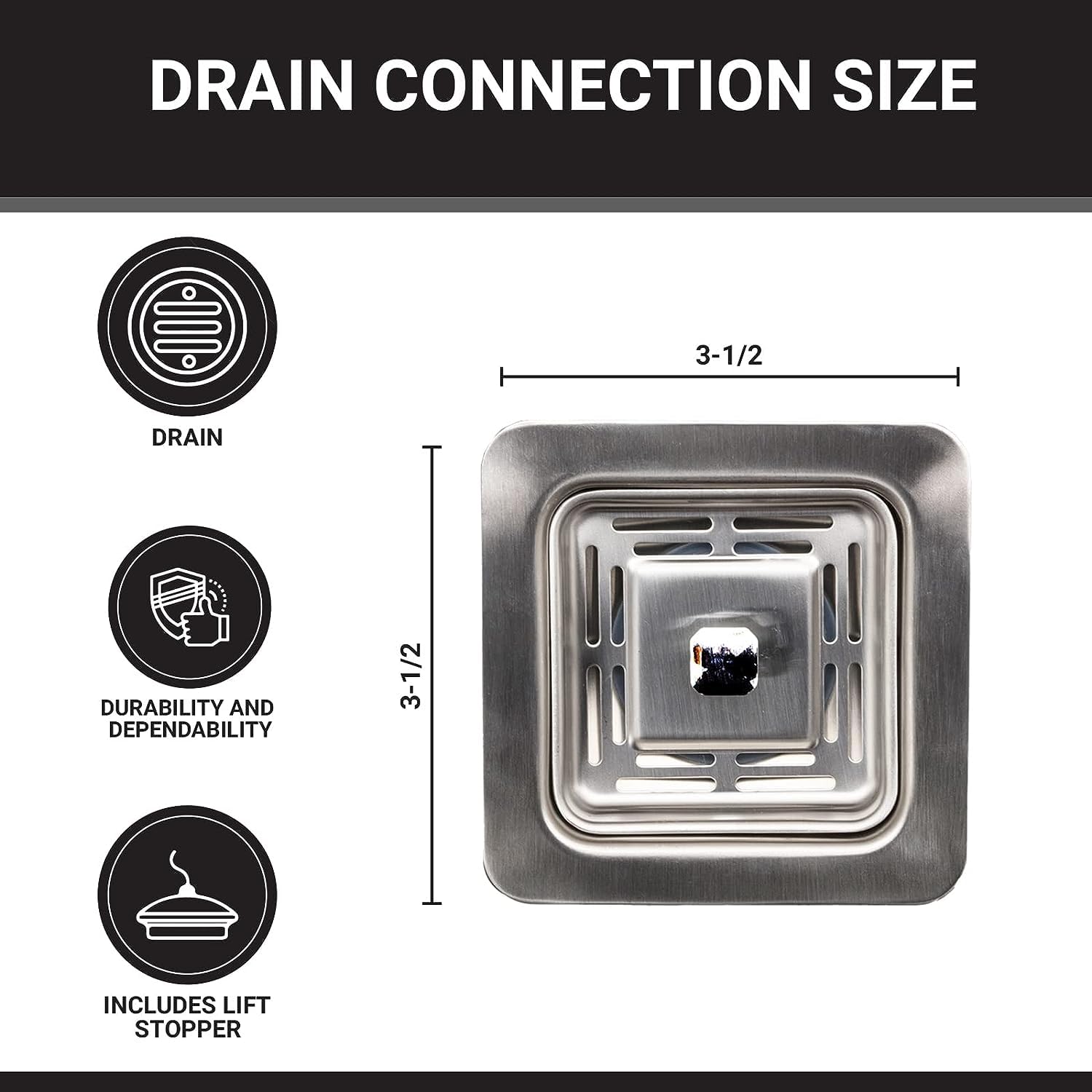 Fossa 4.5 Inch Stainless Steel 5-Year Warranty Square Kitchen Sink Coupling | Drain Coupling for Home | Rust-Free & Corrosion-Resistant | Sink Strainer β Silver (Matte Finish) 1