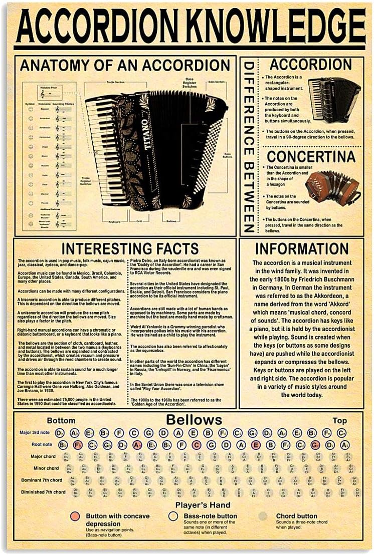 Accordionist Accordion Knowledge Vertical Poster Wall Art