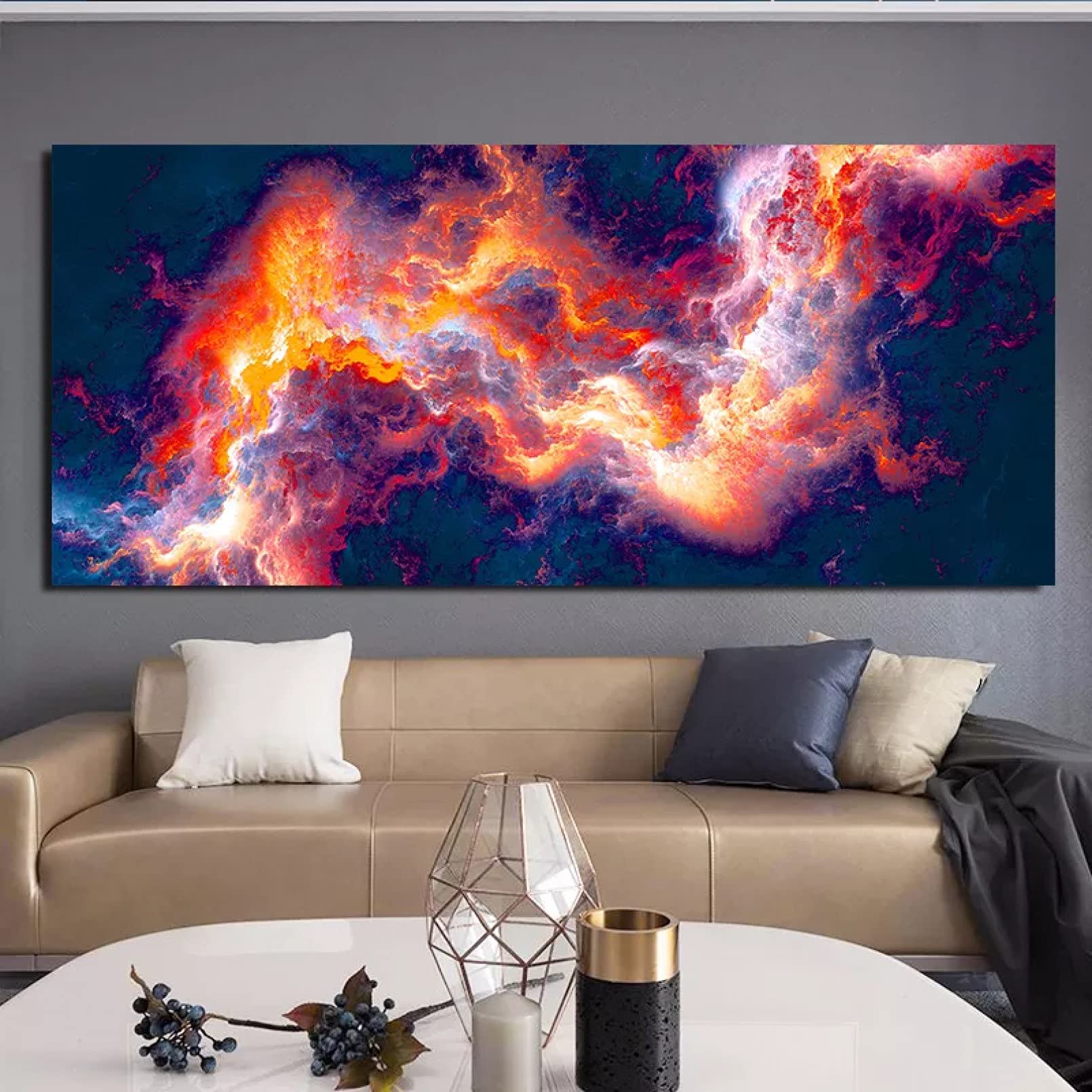 FZSWD Large Size Red Black Flame Cloud Abstract Wall Picture Oil Painting for Living Room Canvas Modern Art Poster and Print