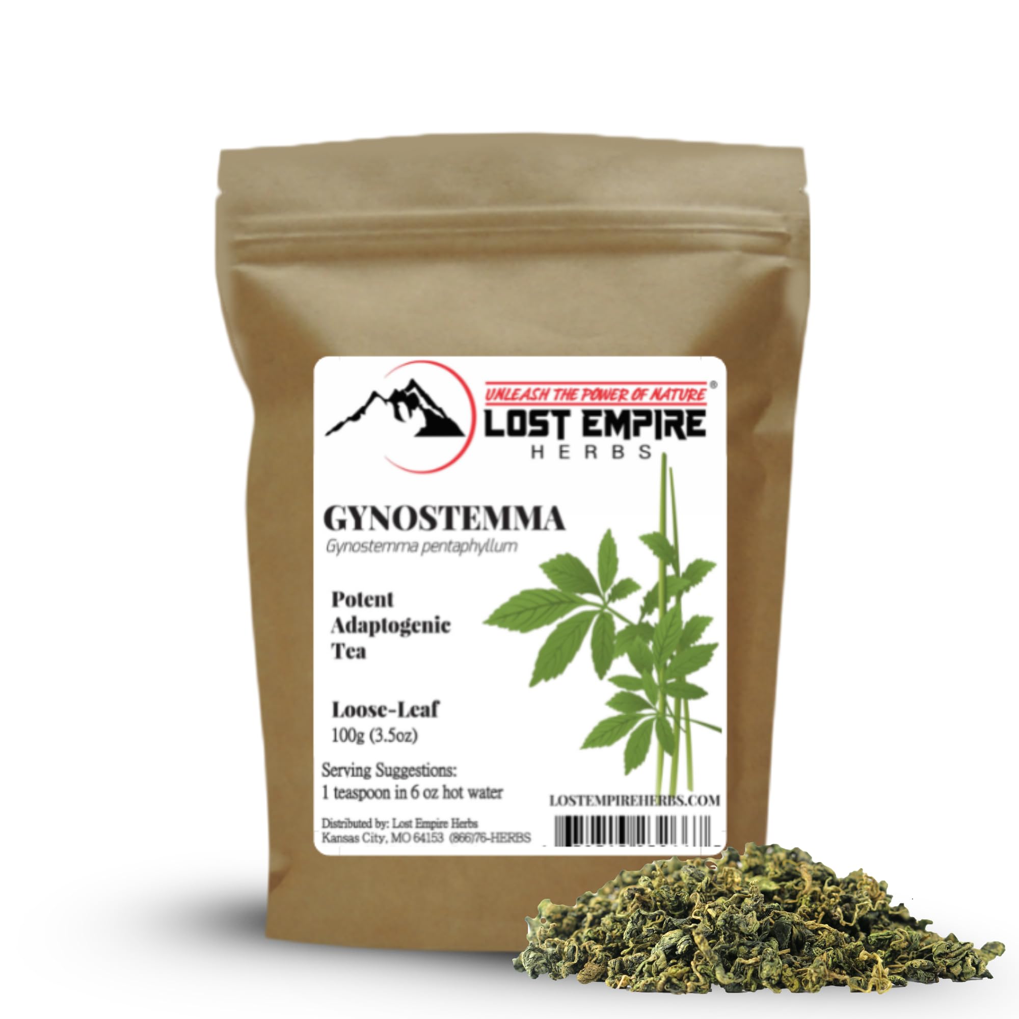Lost Empire Herbs Gynostemma pentaphyllum (Jiaogulan) Tea | Premium Grade Loose Leaf | Potent Adaptogen, Energizing, and ATP Booster (100 Grams)