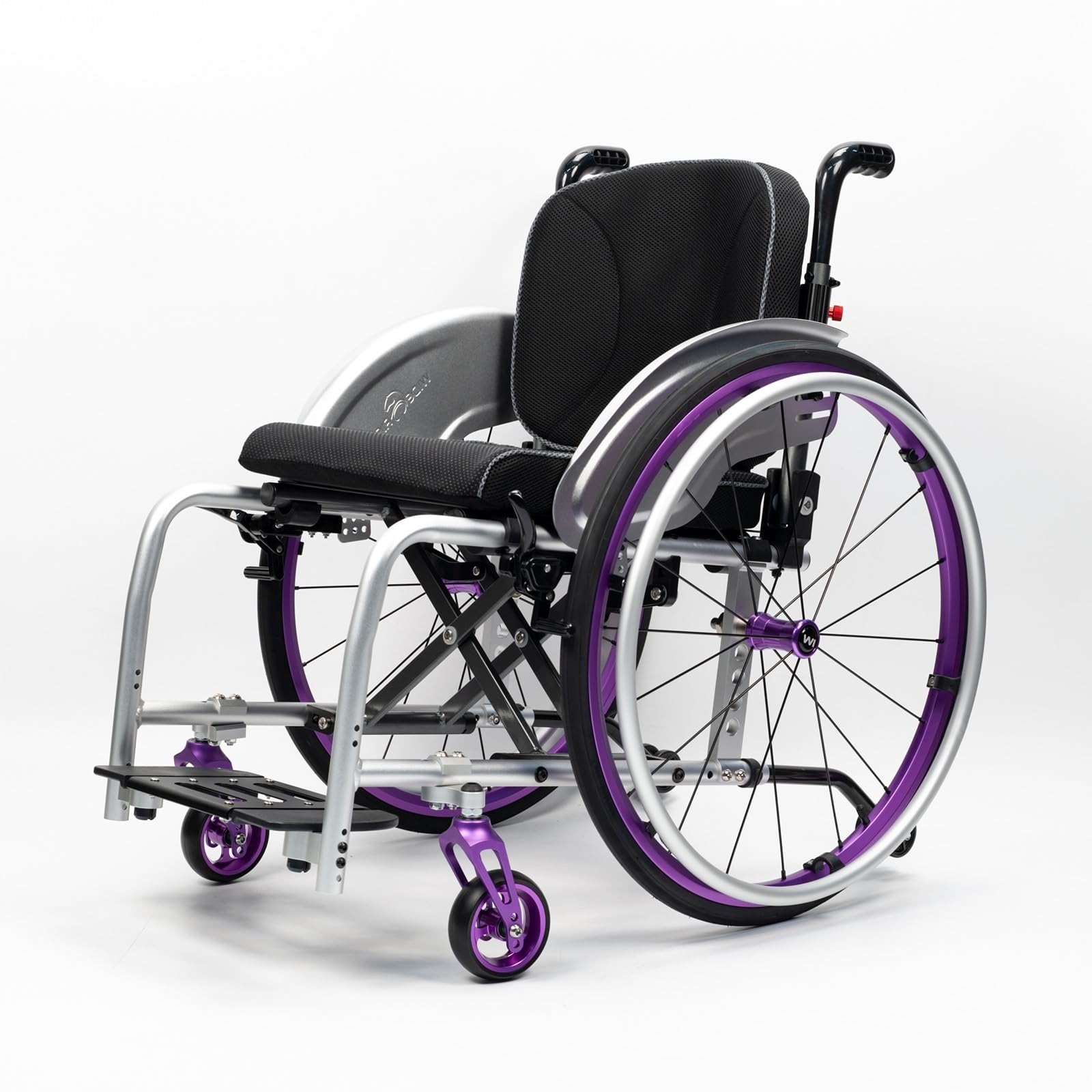 SXSLTSA Lightweight Folding All-Terrain Wheelchair Hand Brake Anti-Tipper Aluminum Sports Chair Adults Seniors, Mute Self-Propelled(Purple,Seat Width 42cm/16.5in)