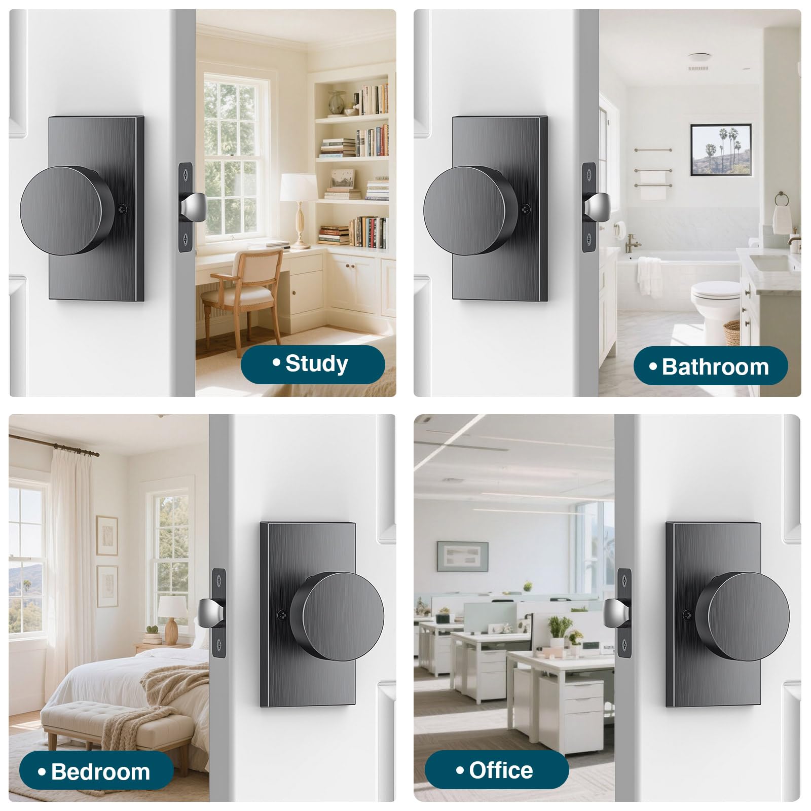 Satin Chrome Privacy Door Knobs - Lock & Release -7