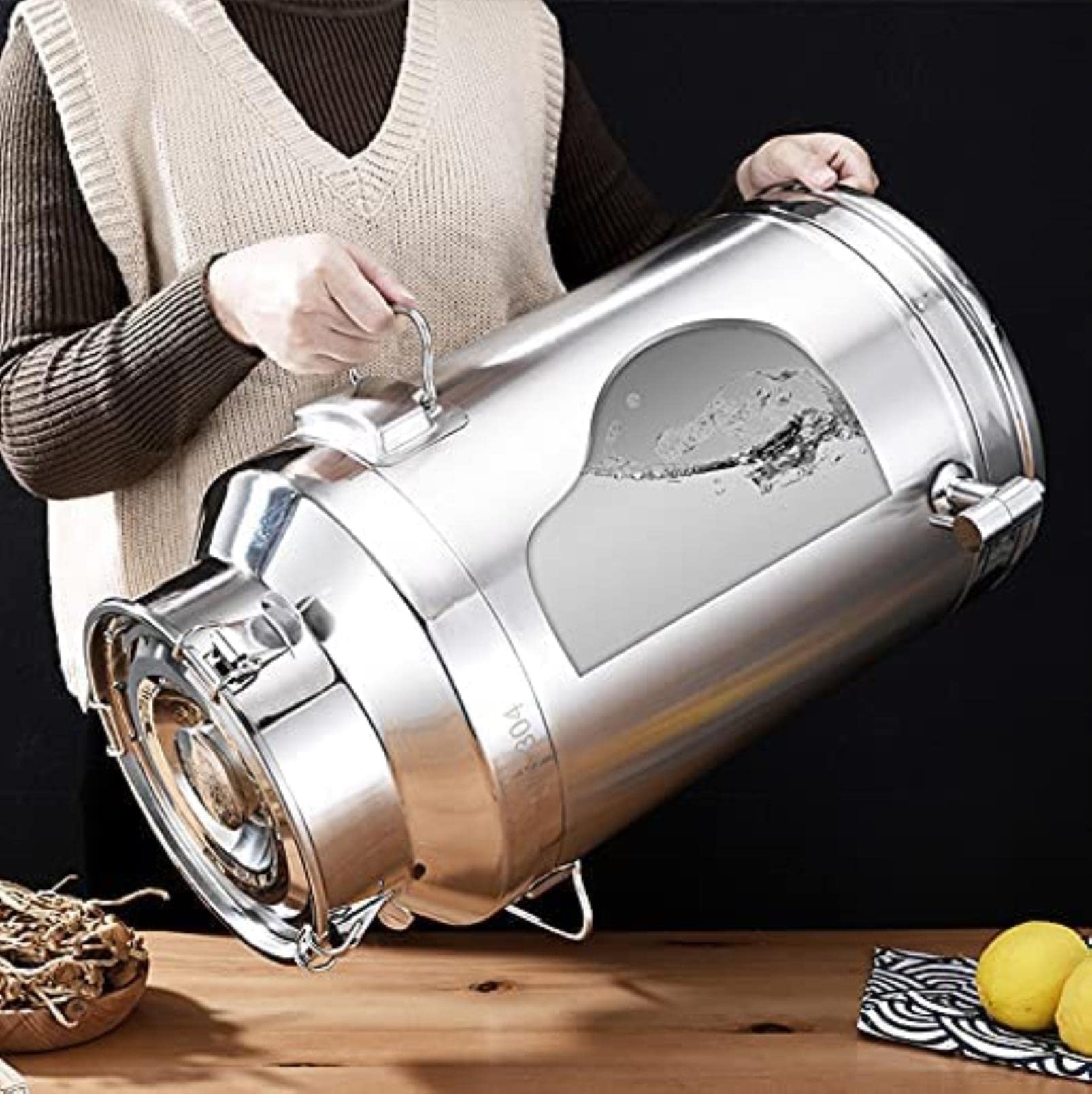 BanBe Cubo hermético de Acero Inoxidable para Almacenamiento de latas de Leche, para almacenar y Transportar contenedores de Alimentos con Tapa líquida