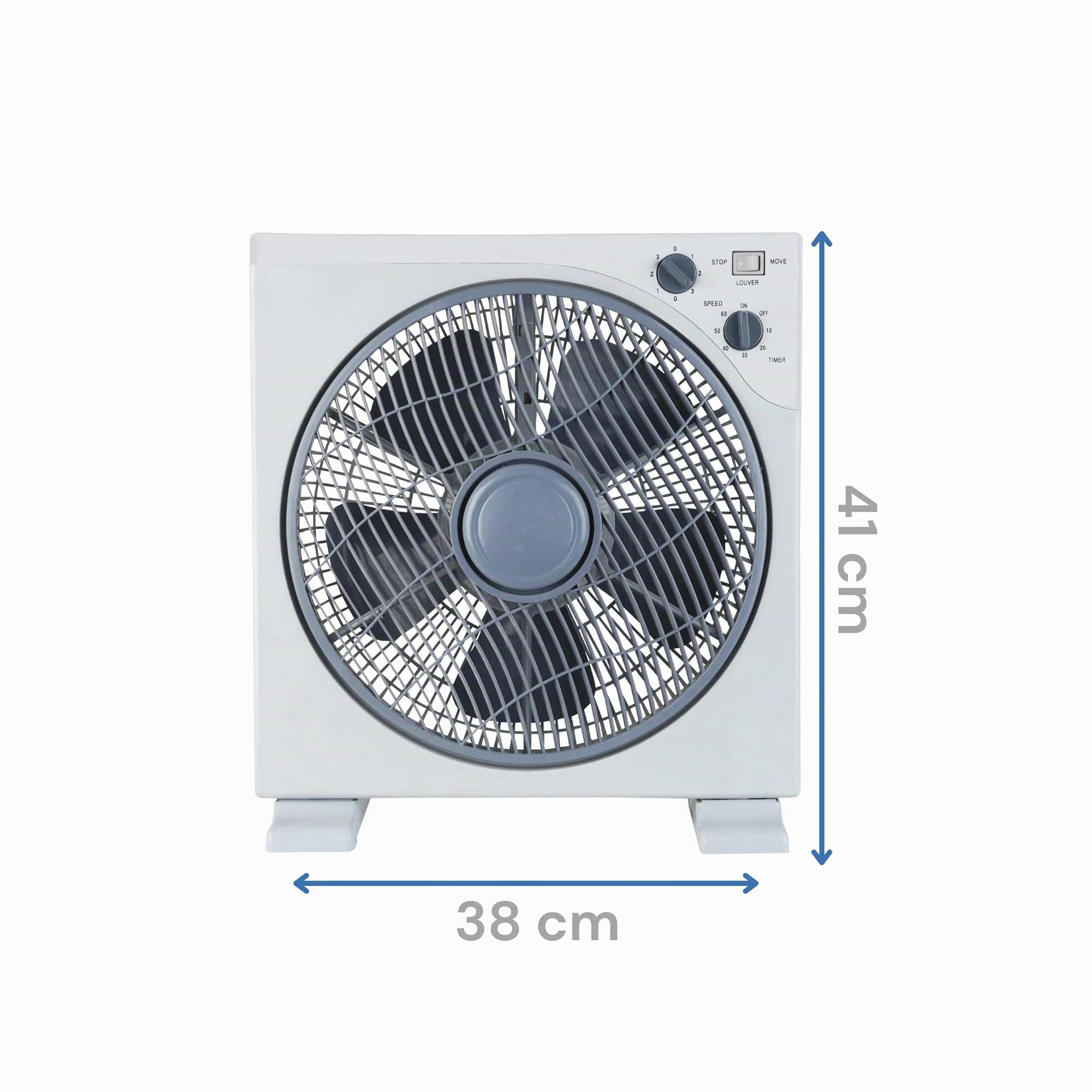ARDES - Tragbarer quadratischer Tisch- oder Bodenventilator mit 5 Flügeln und 3 Intensitätsstufen, 360-Grad-Drehung und Timer, Bodenventilator, weiß, Box Floor AR5B29
