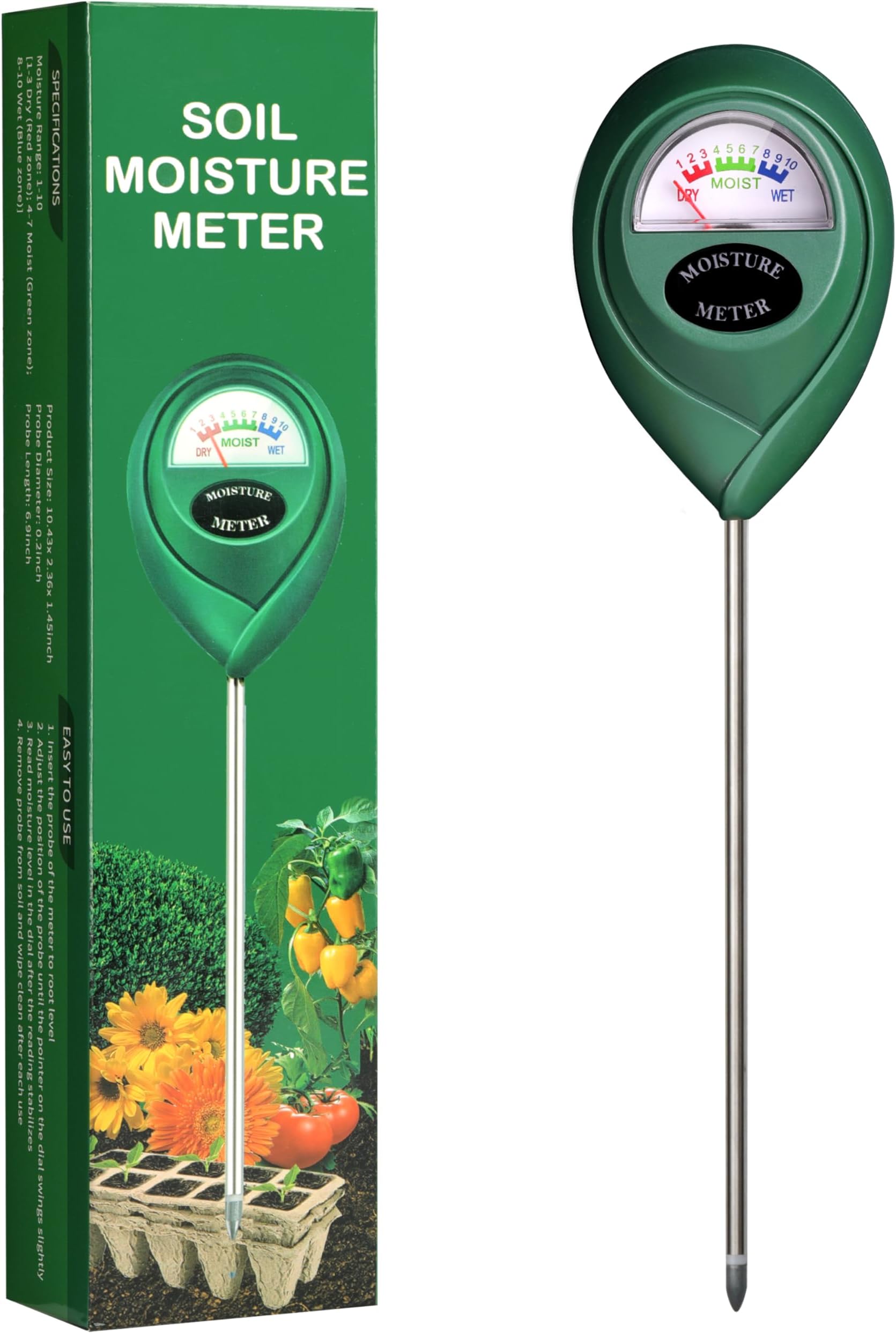 iPowerSoil Moisture Meter, Plant Water Monitor Hygrometer Sensor for Garden, Lawn, Farm Indoor & Outdoor Care
