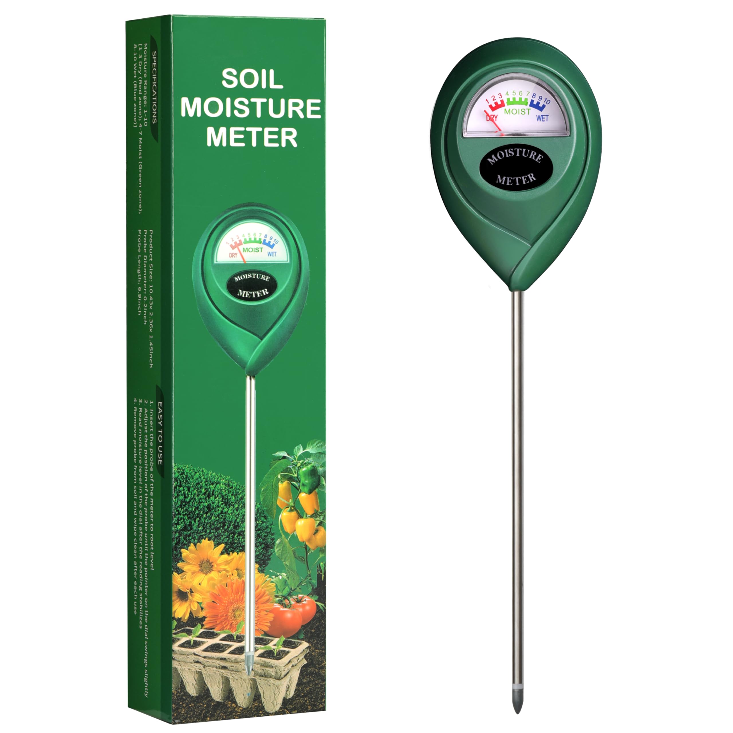 iPowerSoil Moisture Meter, Plant Water Monitor Hygrometer Sensor for Garden, Lawn, Farm Indoor & Outdoor Care
