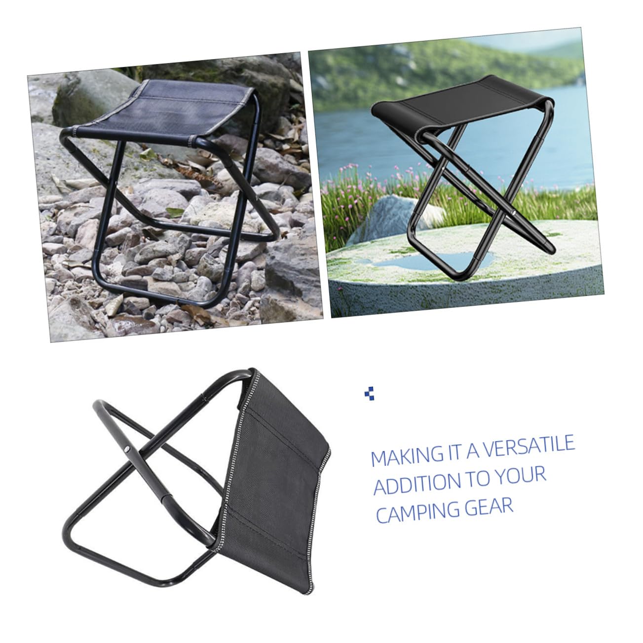 PRETYZOOM Portable Folding Stool Outdoor Chairs Chairs Camping Stool Camping Supplies Black Canvas