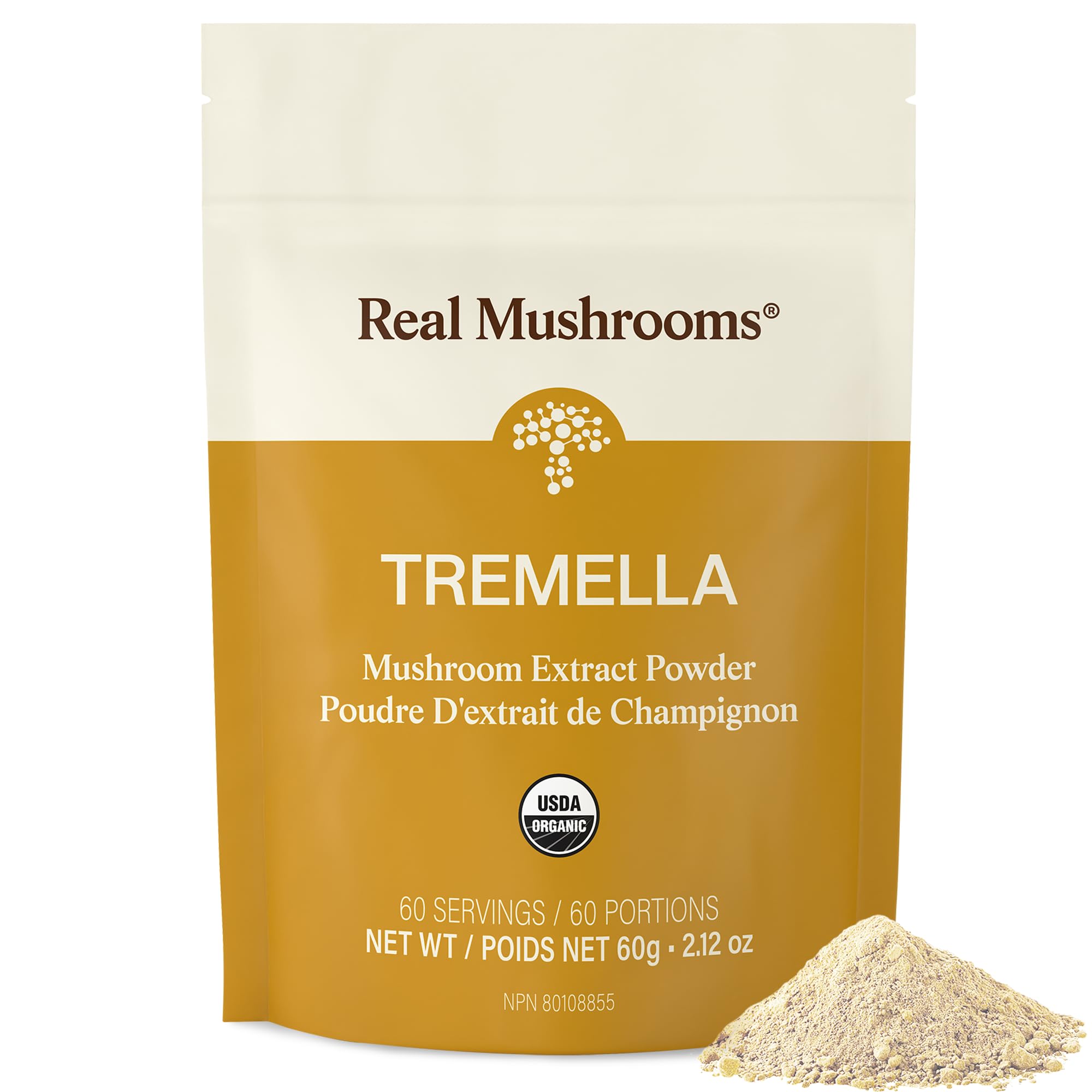 Real Mushrooms Organic Tremella Powder from Fruiting Body, 60 Servings