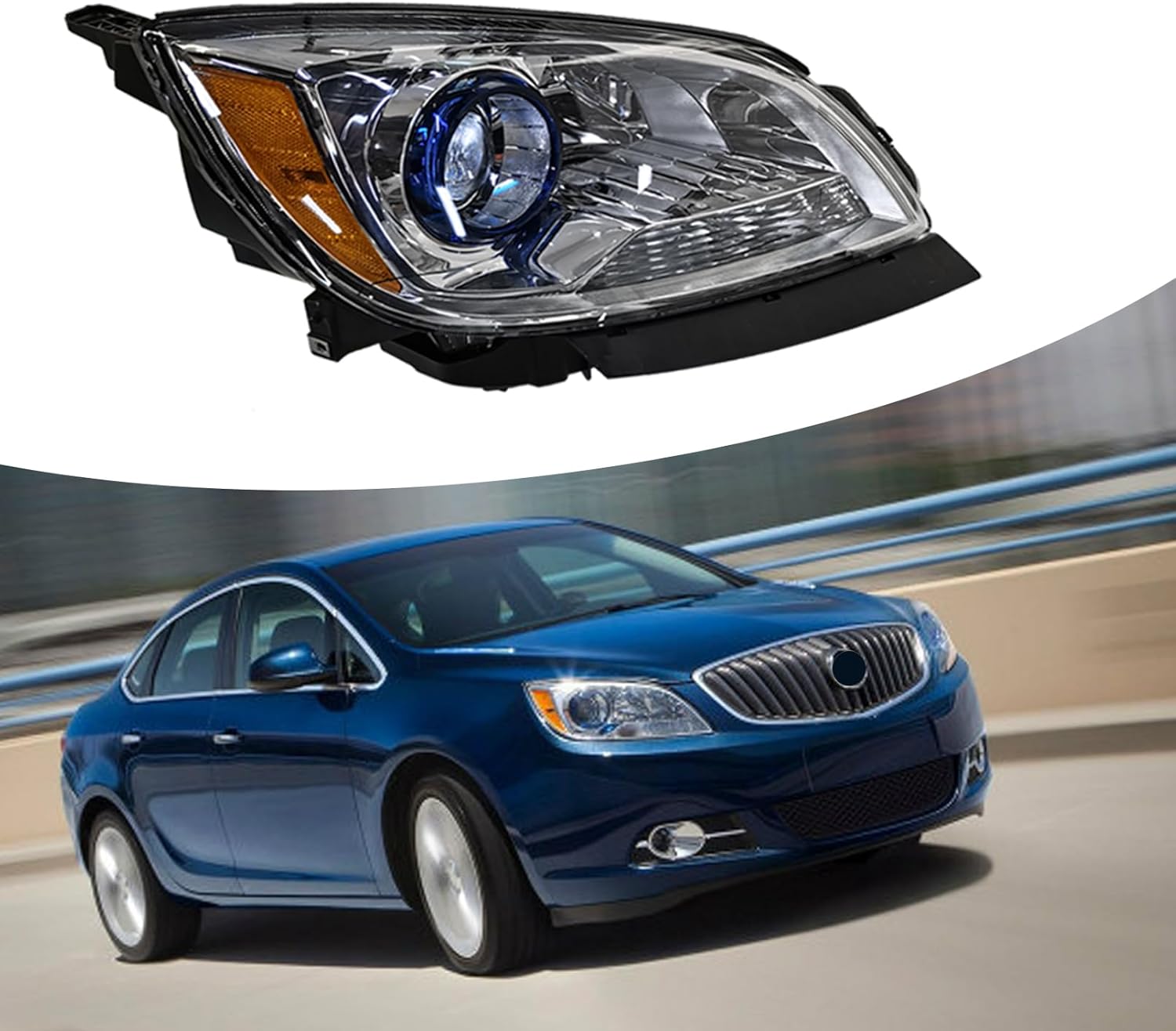 Front Headlight Assembly Fit For 2012-2017 Buick Verano Halogen Headlamp W/O Bulbs Replace For GM2503360 | 23216003 (Right Passenger Side)