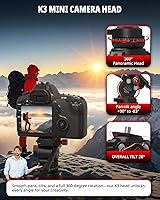 Vista 4 de IFOOTAGE Gazelle - Trípode de viaje TA3B con cabezal de fluido Komodo K3,62/62.0 in Kit de trípode de aleación de aluminio para cámara, teléfono