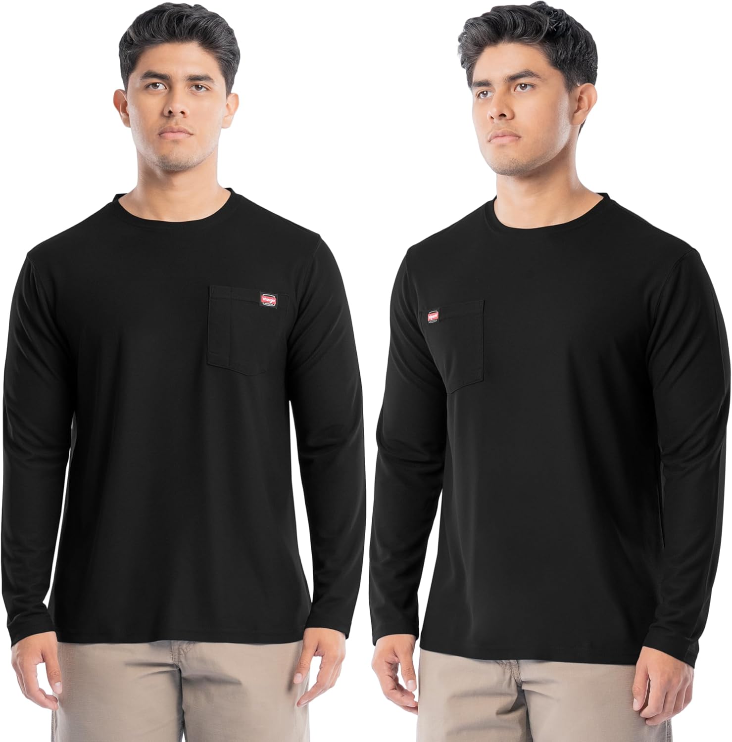 Wrangler Mens Long Sleeve UPF 40 Performance Pocket T-Shirt, 2-Pack
