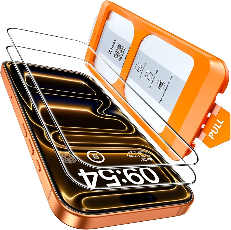 TOCOL Protector Pantalla para iPhone 17 Pro Max, Alineación Automática para Una Instalación Rápida, Cristal Templado de Dureza 9H Inastillable, HD Transparente, 2 Piezas