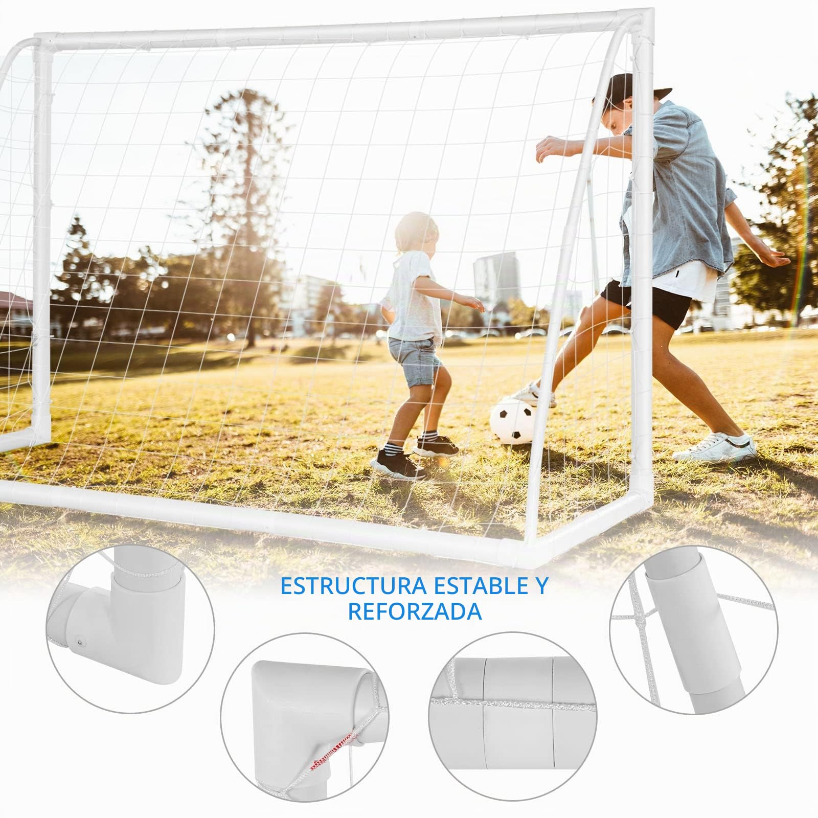 GYMAX Porterías Fútbol para Niños y Adultos, Football Goal 183 x 120 cm con PVC Resistentes, Red de PE, Resistente a la Intemperie para Exteriores, jardín, Patio Trasero y Playa