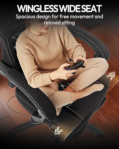 Miniatura 8 de Dowinx Silla de juegos con reposapiés, silla de jugador de tela transpirable con almohadilla de gel y bolsa de almacenamiento, silla de oficina