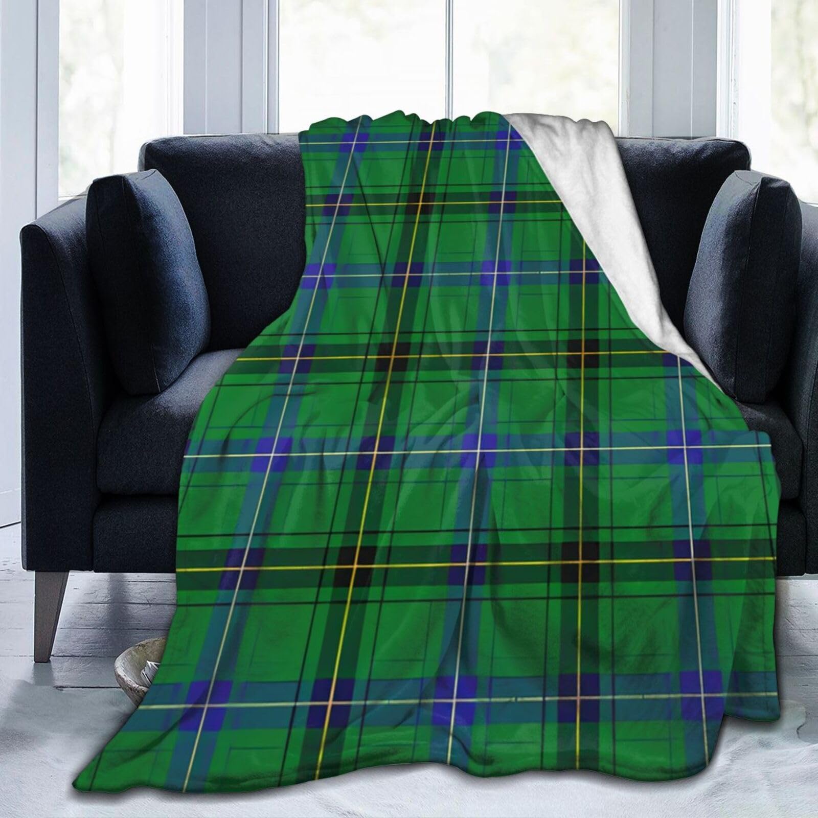 Iubbki Boys White Scottish Clan Henderson Tartan Plaid Blanket Ultra-Soft Flannel Light Blankets Warm And Comfortable Suitable For All Seasons 60"X50"