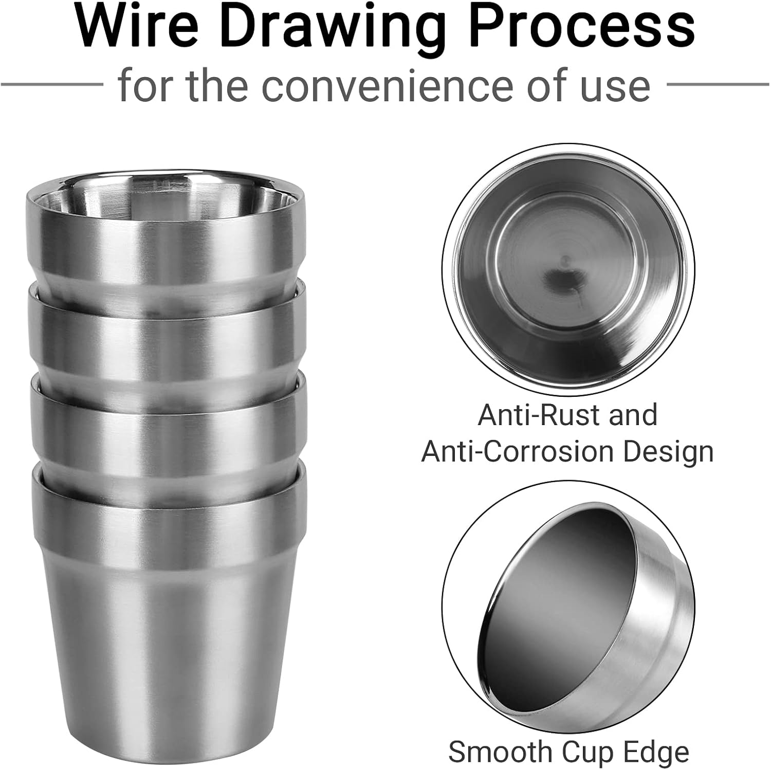 Beasea Mini Stainless Steel Cups, 6 oz Set of 4 Metal Drinking Cups, Stackable 304 Stainless Steel Cups Double Wall Small Metal Insulated Drinking Cups Glasses for Home Restaurant Party Camping - Image 4