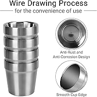 Vista 4 de Beasea Mini vasos de acero inoxidable, juego de 4 vasos de metal de 6 onzas, apilables de acero inoxidable 304, vasos de doble pared con aislamiento