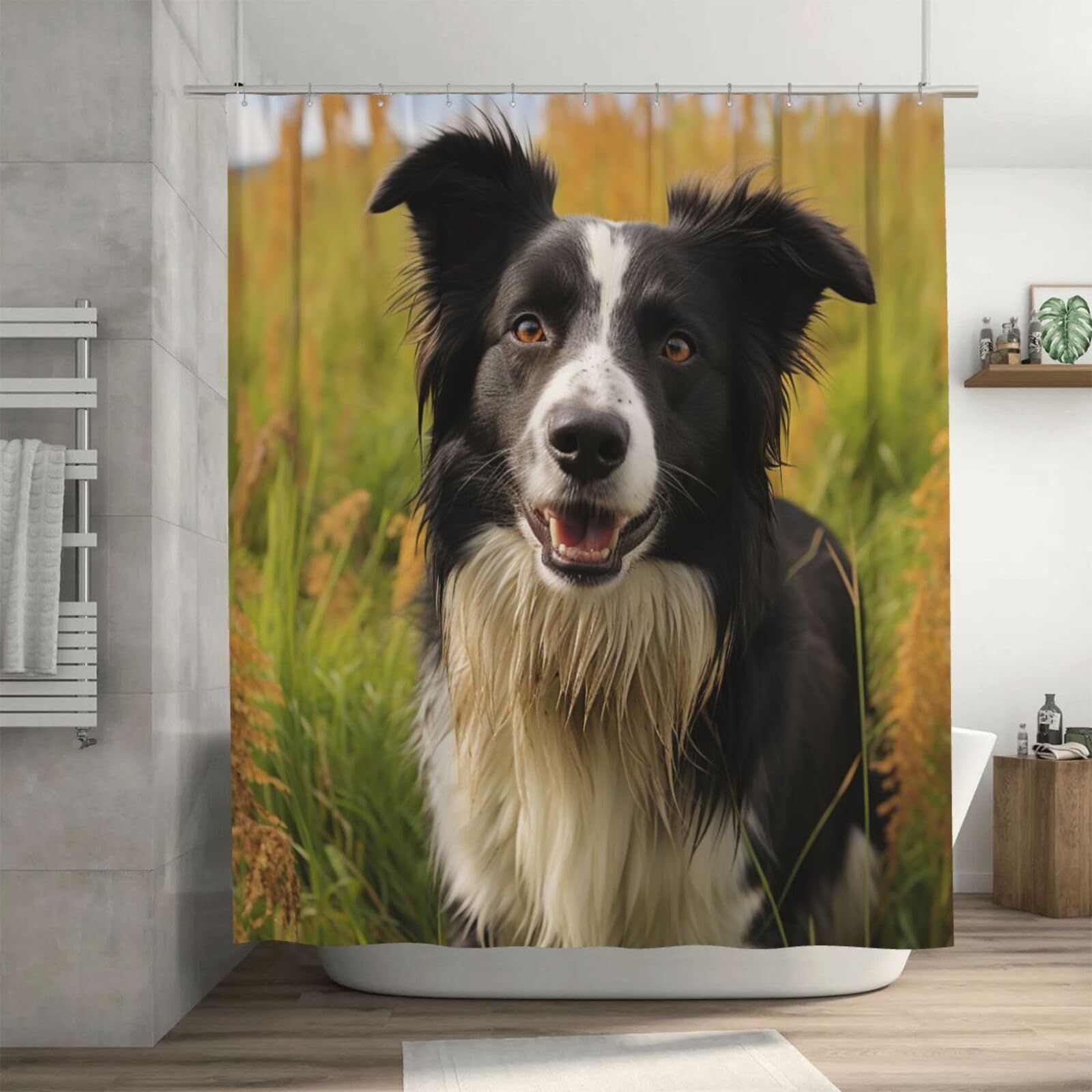 Rideau de douche Border Collie épais pour une salle de bain familiale propre et sèche
