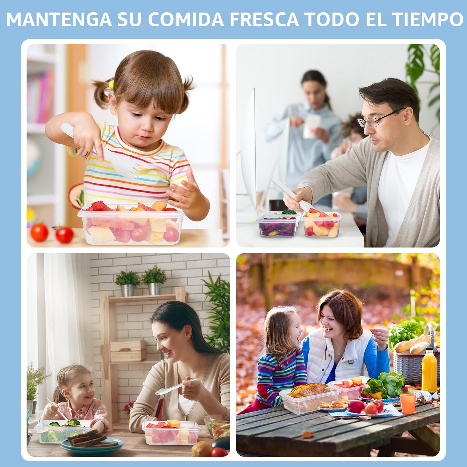 Hibisaws 12 recipientes herméticos con tapa, recipientes para congelador, cajas de comida, sin BPA y 100% herméticos, transparentes, 6 x 1 l y 6 x 0,5 l, cajas para preparar comida