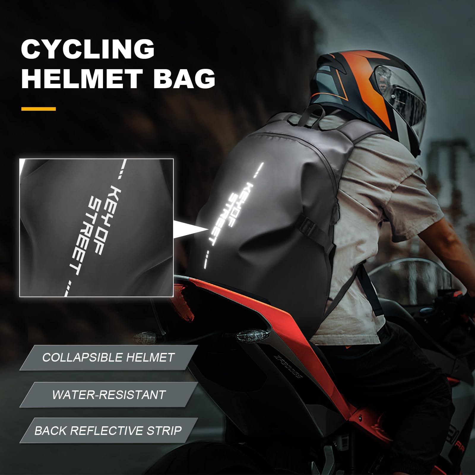 WEPLAN Zaino per Casco Uomo Donna Zaino da Moto Zaino Portacasco da Moto Borsa Porta Casco Moto Impermeabile Zaino da Portacasco Cinturino per Casco da Moto Borsa Porta Casco Moto,Grigio