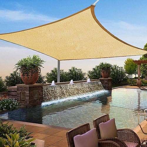 Jeremywell Toldo cuadrado de 8 x 10 pies, color arena, 6.35 ozm, bloquea los rayos UV, para patio, patio, jardín, césped, instalaciones y