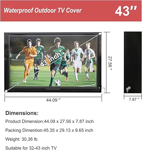 Miniatura 5 de Funda de TV resistente a la intemperie de 40 a 43 pulgadas con cerradura, dura y duradera, transparente, resistente al polvo, carcasa de televisión