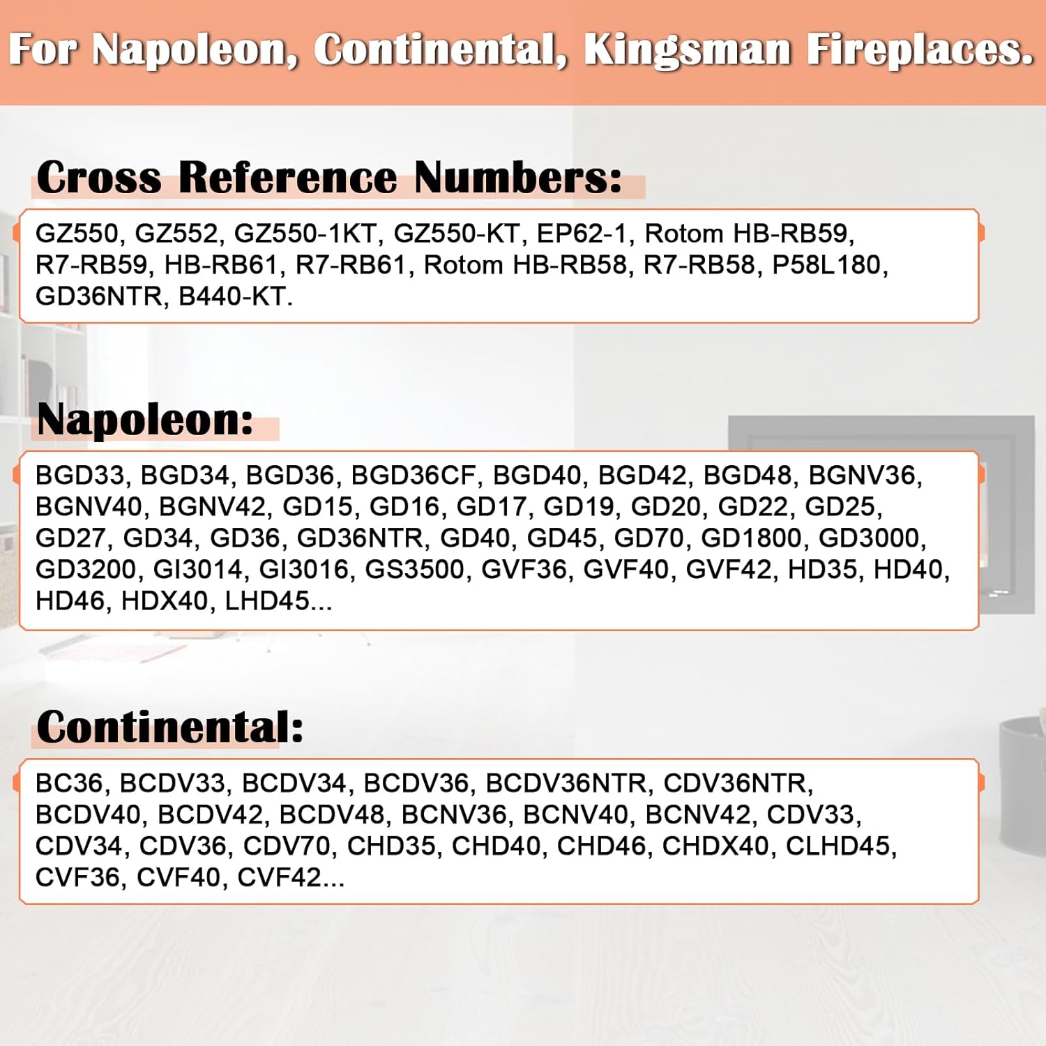 GZ550-1KT GZ550 GZ552 Fireplace Blower Fan Replacement for Napoleon, Continental, Kingsman Fireplaces, Napoleon GD36NTR, EP62-1, Rotom HB-RB61, R7-RB61, HB-RB58, R7-RB59, HB-RB59, Continental BC36.