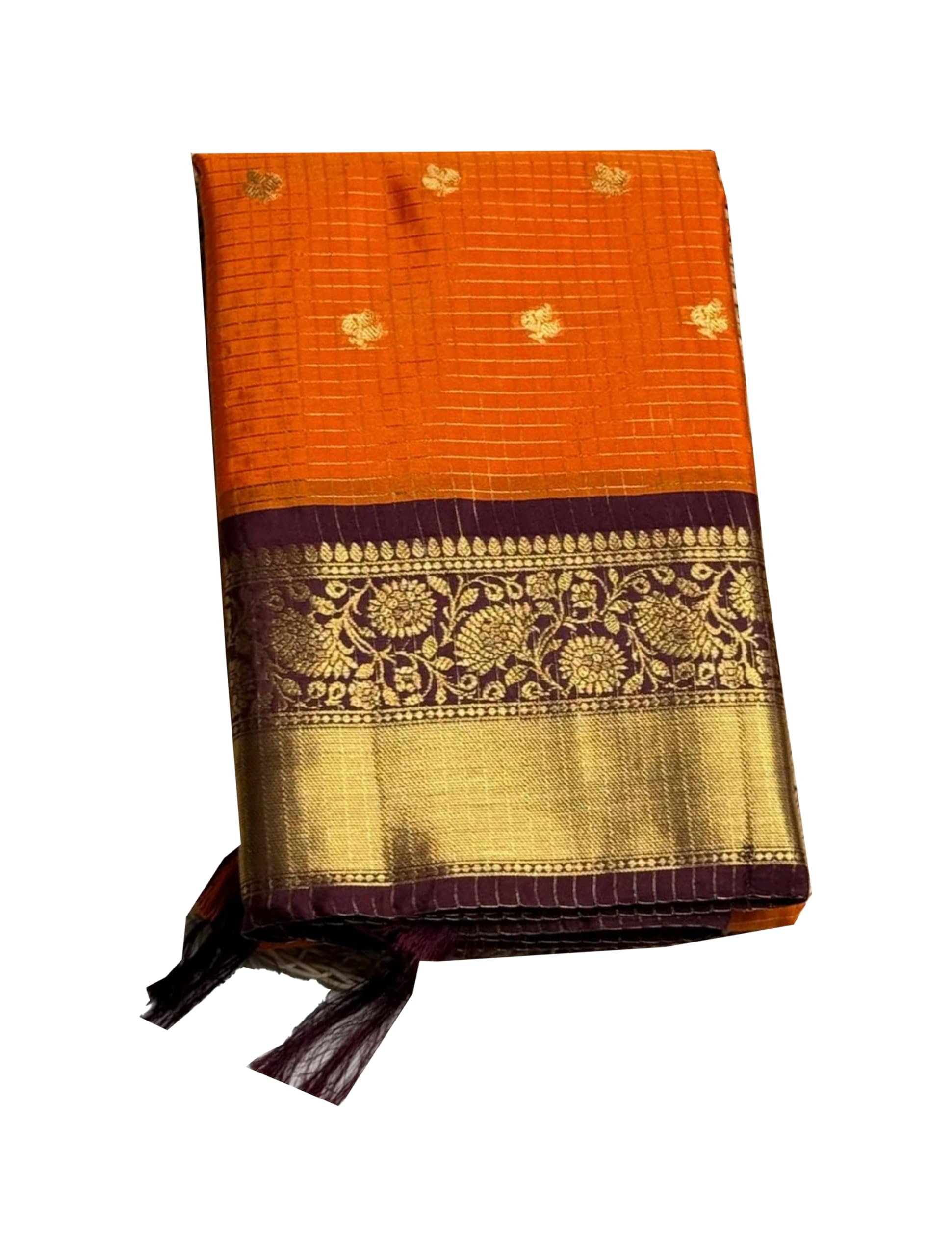 Premium Banarasi Semi Soft Silk Saree for Women, Orange Color, Traditional Woven Ethnic Saree with Rich Banarasi Pattern, Blouse Piece Included, Festive Outfit-image-49