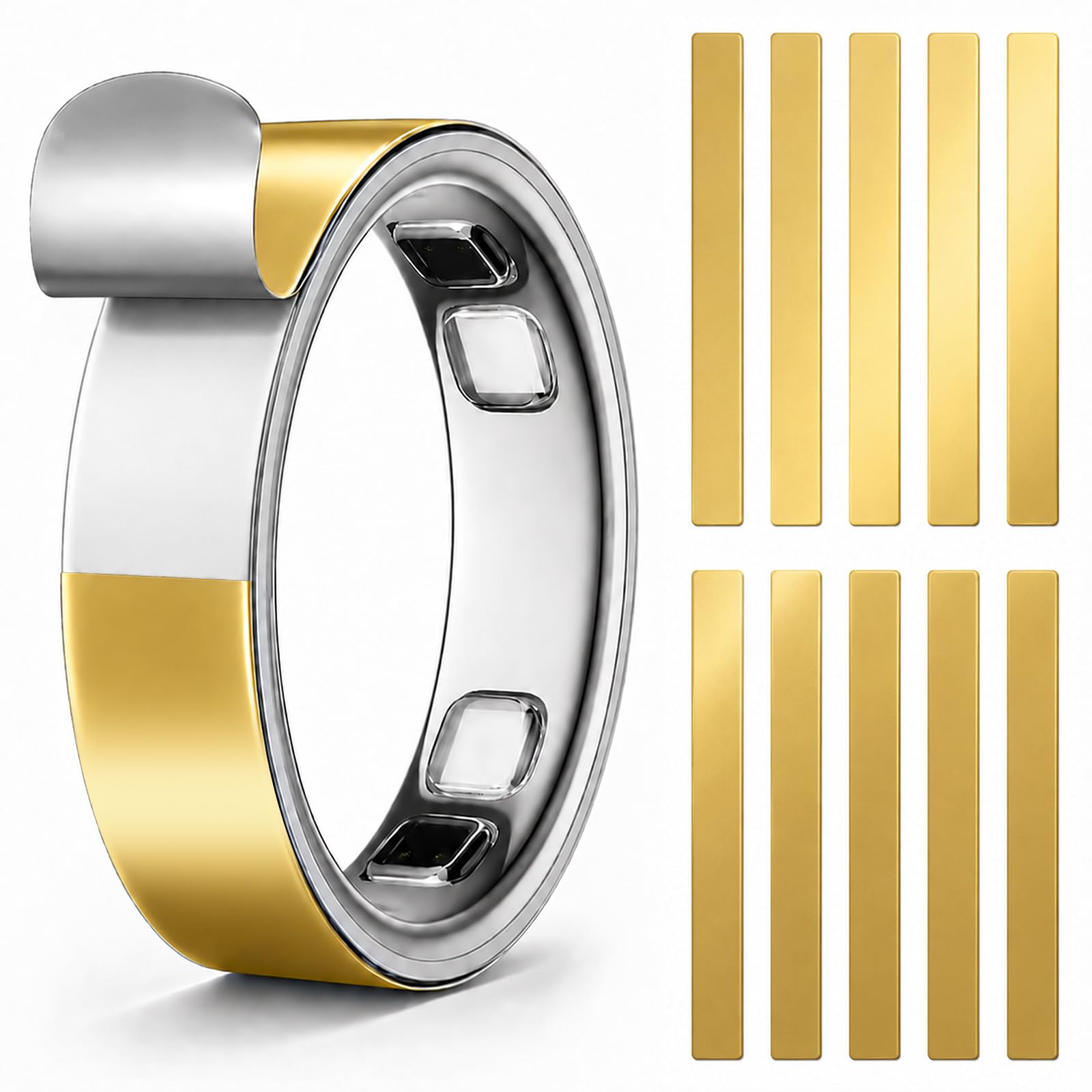 Photo 1 of 10 Pack Ultra-Thin Skin Cover for Oura Ring Gen 5, Anti-Scratch Protector Fancy Decorative Accessories Protective Film for Oura Ring 5 (Gold, Size 7)