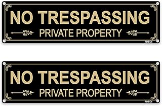 2-Pack Private Property No Trespassing Signs 12x3 Inch Rust Free Aluminum Easy To Read & Sturdy Keep Out Outdoor Metal Signs with Reflective Materials, Weatherproof, Indoor or Outdoor Use