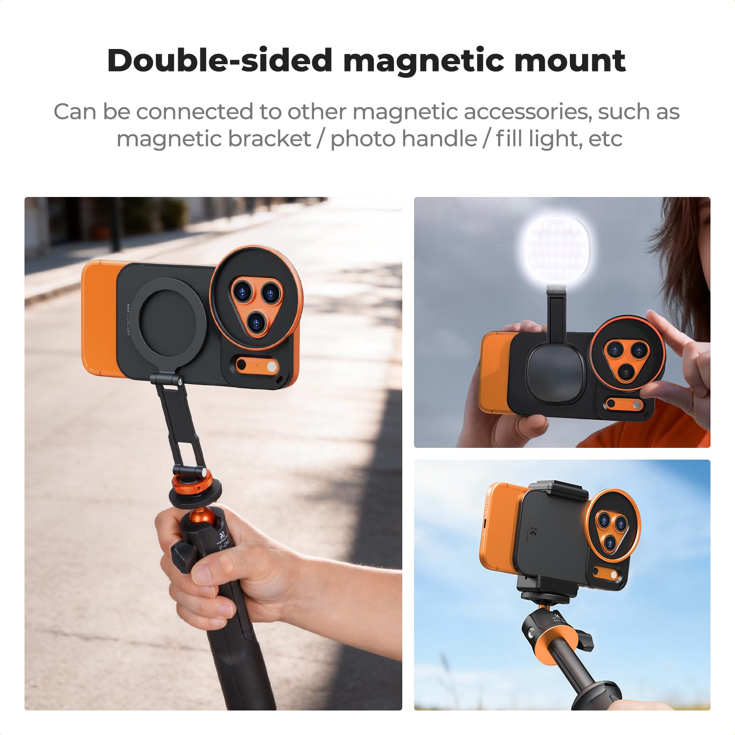 K&F CONCEPT Adattatore di Supporto per Filtro di Lente Magnetico a Doppio Lato, Compatibile con iPhone 17 Pro e Filtri a Filettatura 58mm, Supporto per Filtro di Telefono (Filtro Non Incluso)