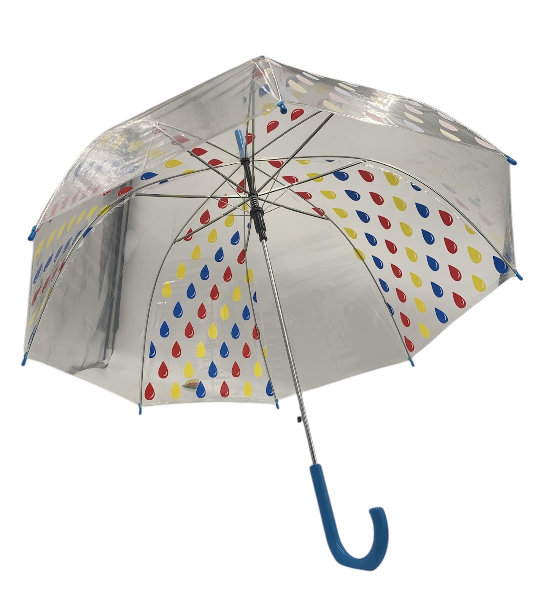 Clear Dome See Through Transparent Rain Walking Colour Changing Umbrella Brolly (RainDrops)