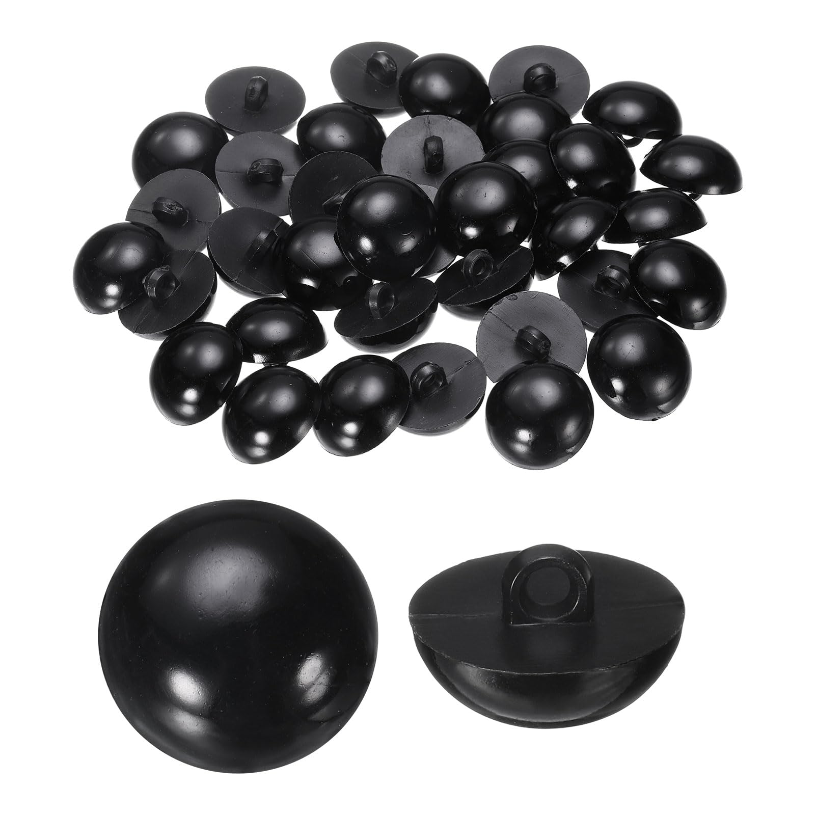 sourcing map 50pcs Plastic Buttons 0.79" (20mm) Mushroom Type Domed Round Sewing Button Craft Sewing Accessories with Shank for Jacket Coat Shirt Wedding Dresses, Black