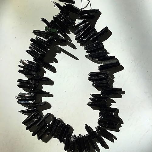 Miniatura 10 de Puntos de cristal de roca natural, con revestimiento de titanio, palos de cuarzo áspero, puntas de punta irregular, cuentas sueltas perforadas de 15