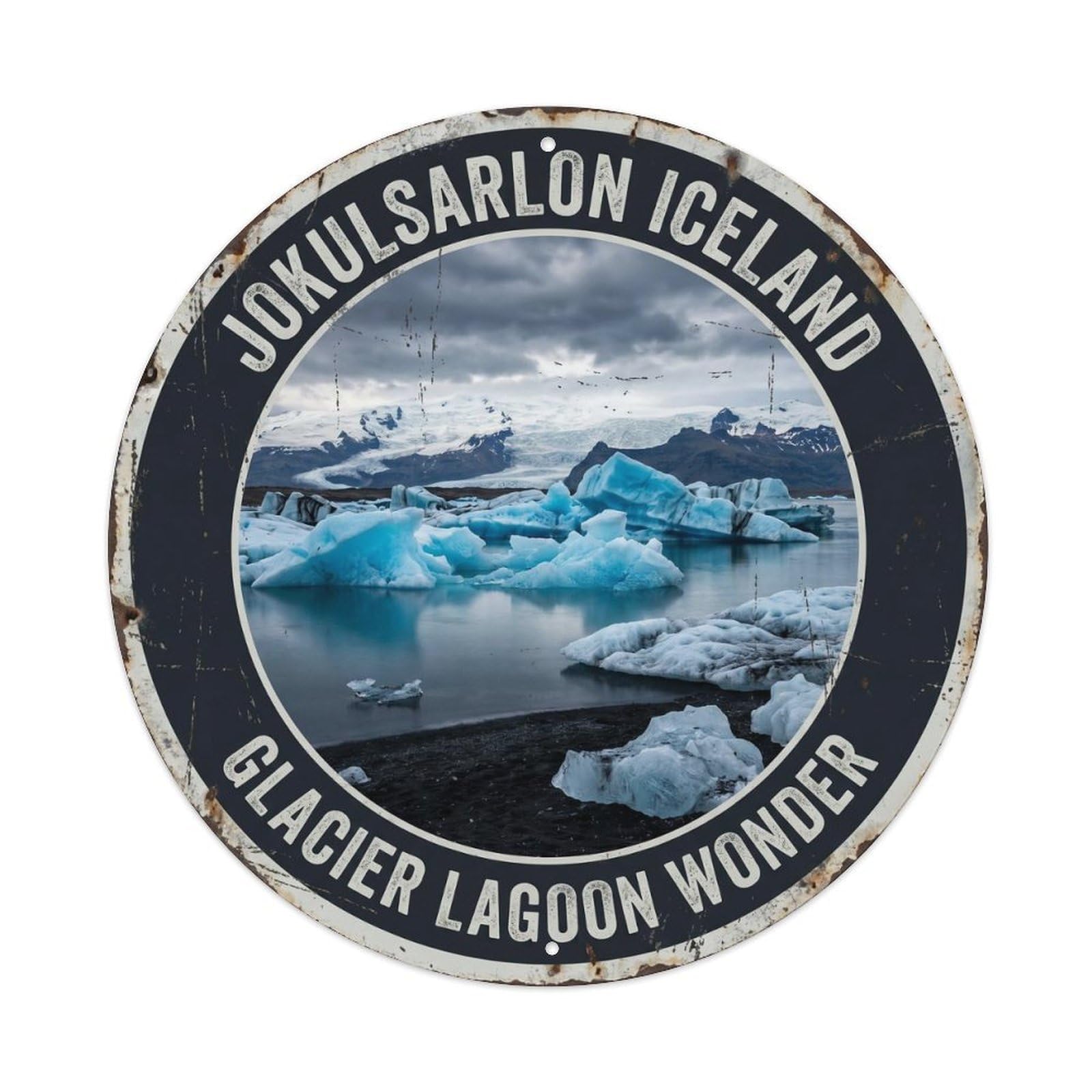 Vintage Travel Jokulsarlon Iceland Glacier Metal Tin Sign