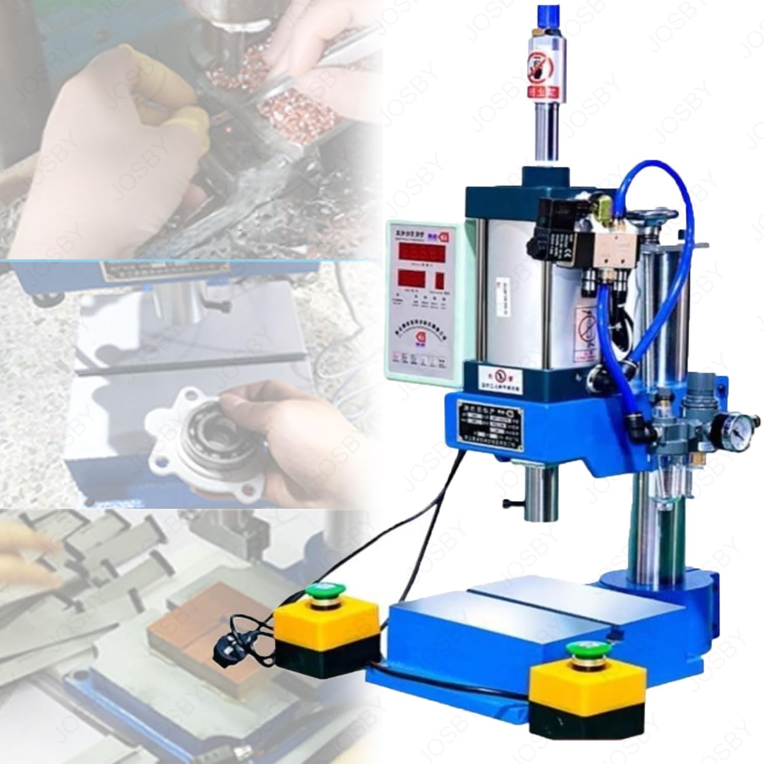Perforadora neumática industrial de alta resistencia, 200 kg, máquina remachadora vertical ajustable de alta precisión, 0,4-0,7 Mpa, banco de trabajo de 150 x 150 mm, para acero inoxidable