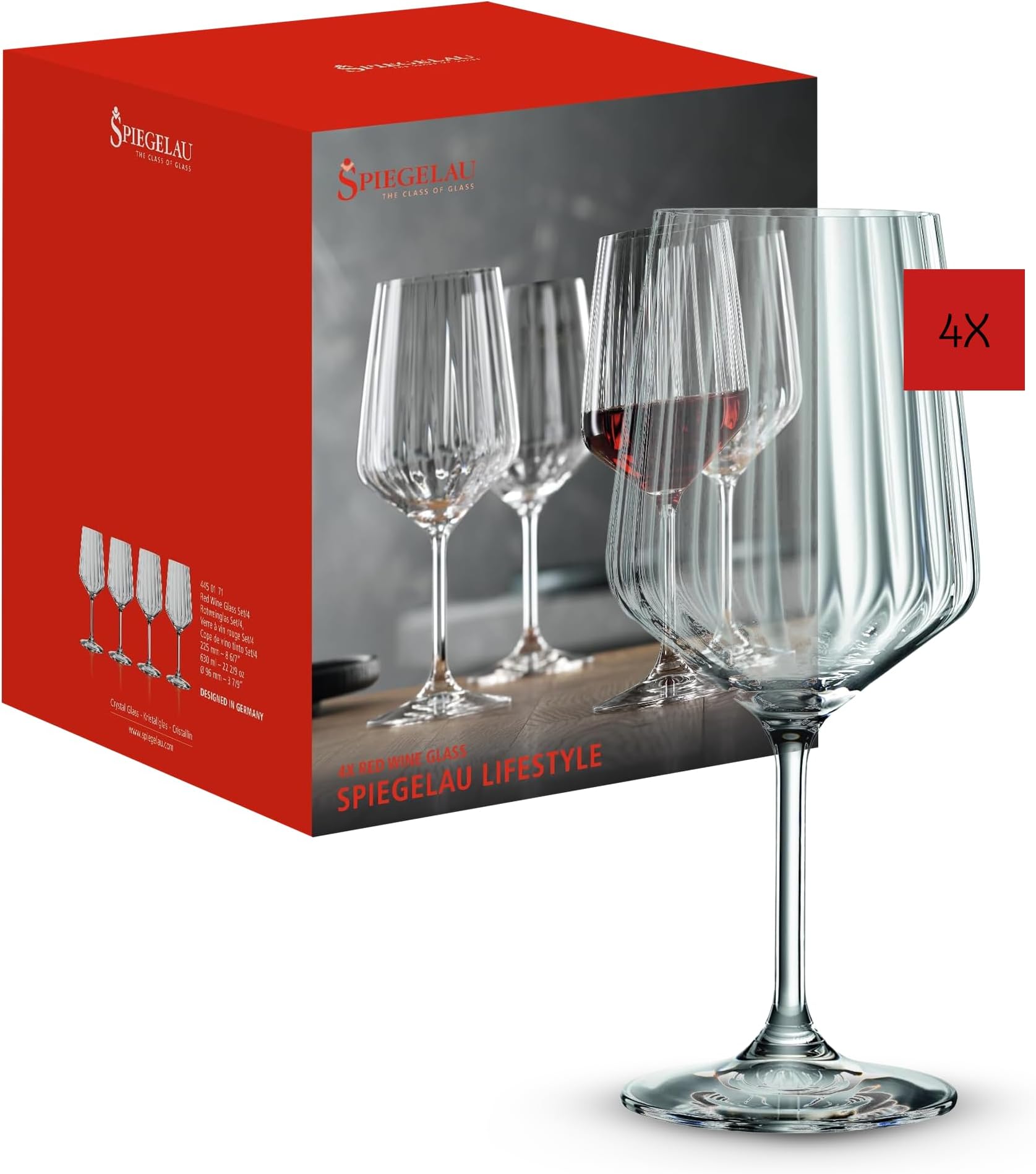 Spiegelau & Nachtmann 4450171 Set of 4 Red Wine Glasses Crystal Glass 630 ml Spiegelau Lifestyle