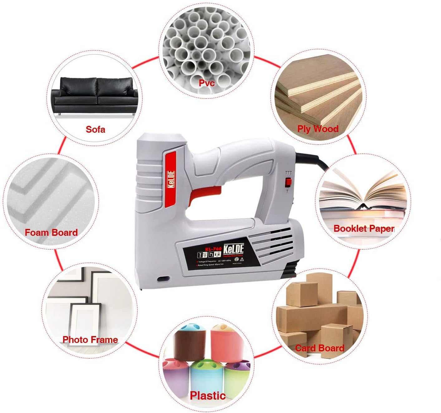 Rеvіеw Prоduсt KeLDE Electric Staple Gun Kit, 120V Electric Stapler/ Brad Nailer with Adjustable Firing Mode Switch, Includes 1500pcs T50 Staples and 500pcs 14mm Brad Nails for Carpentry, Decoration, Furniture
