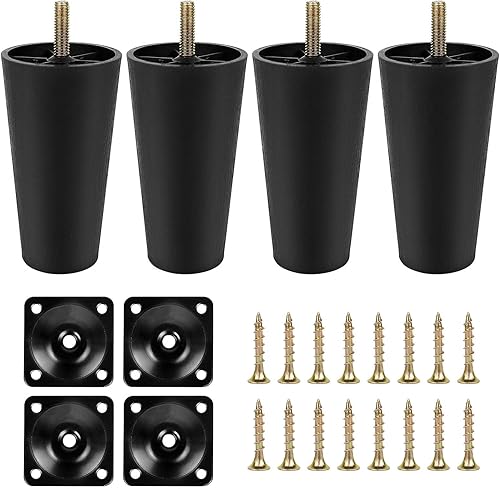 GGLTECK Patas de sofá, patas de sofá de 4.6 pulgadas, patas de sofá de plástico cónicas y patas de silla, rosca M8 (métrica de 0.315in), patas de