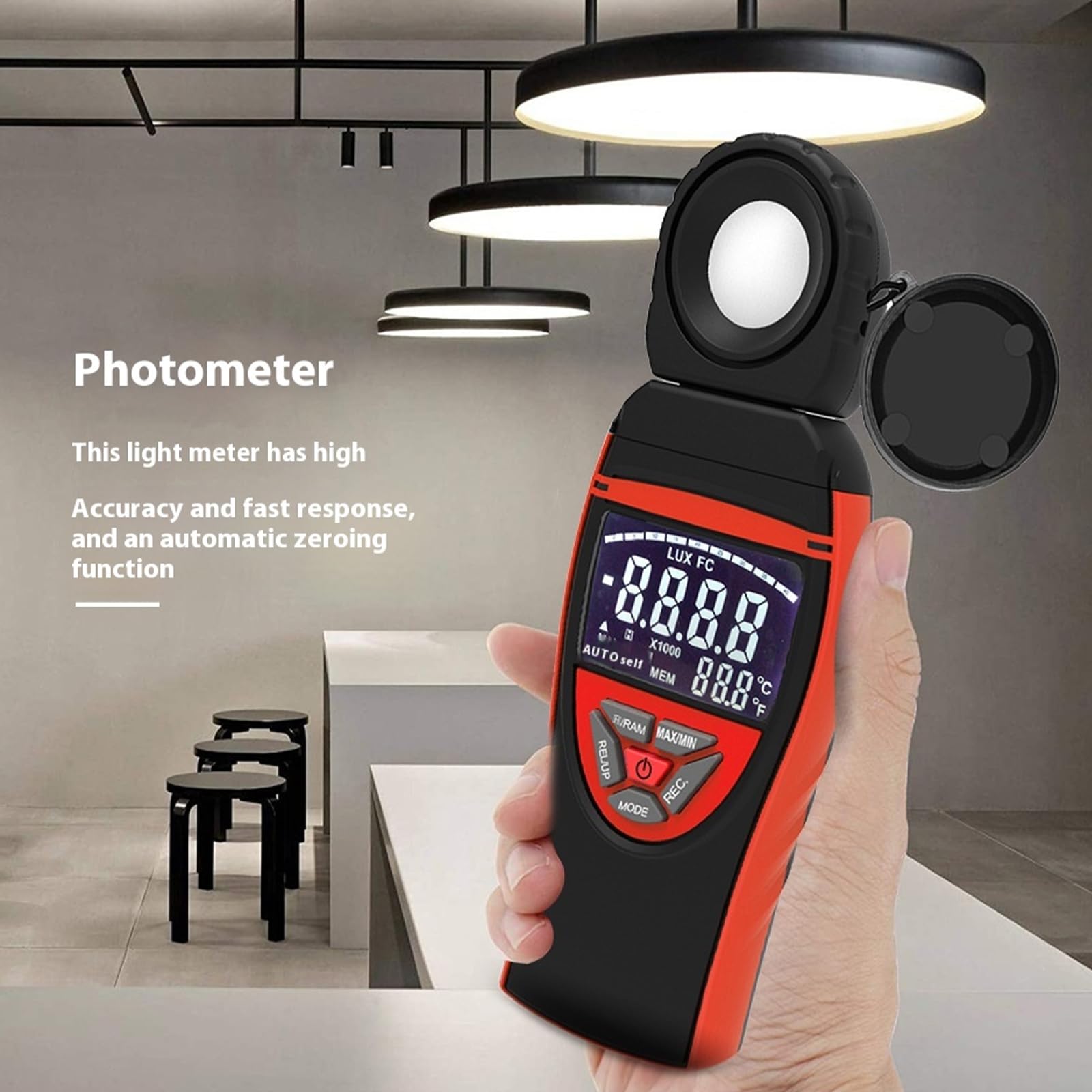 Illuminamento portatile con risoluzione 0, 1 Lux, custodia in ABS e batteria ricaricabile per sul campo in condizioni scarsa illuminazione Misuratore archiviazione dati per professionisti