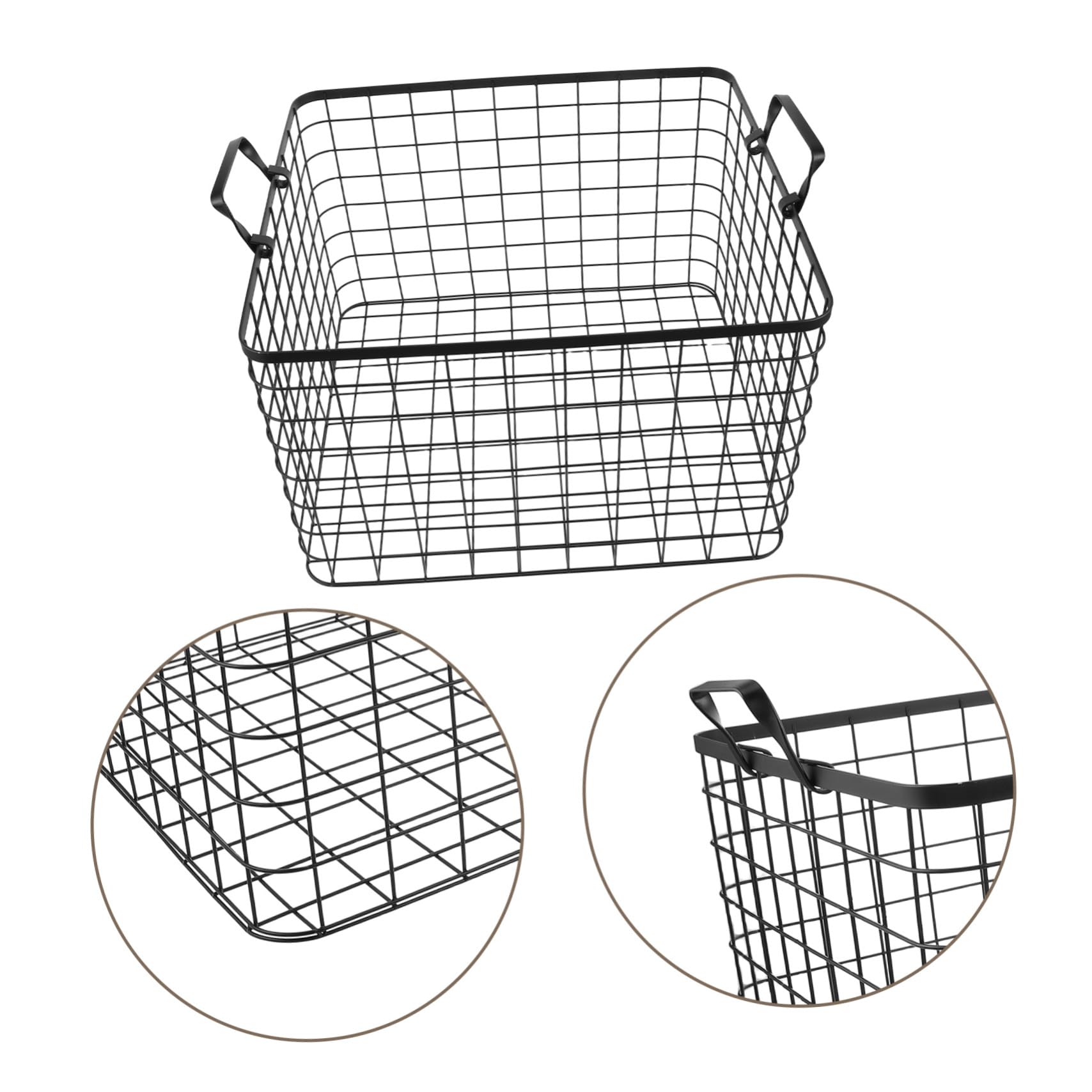 Cesta de Hierro Negra para Leña Asa, Diseño Abierto Clásico | Almacenamiento de Combustible, Uso Interior y Campamento, Forma de Cesta Elegante para Troncos