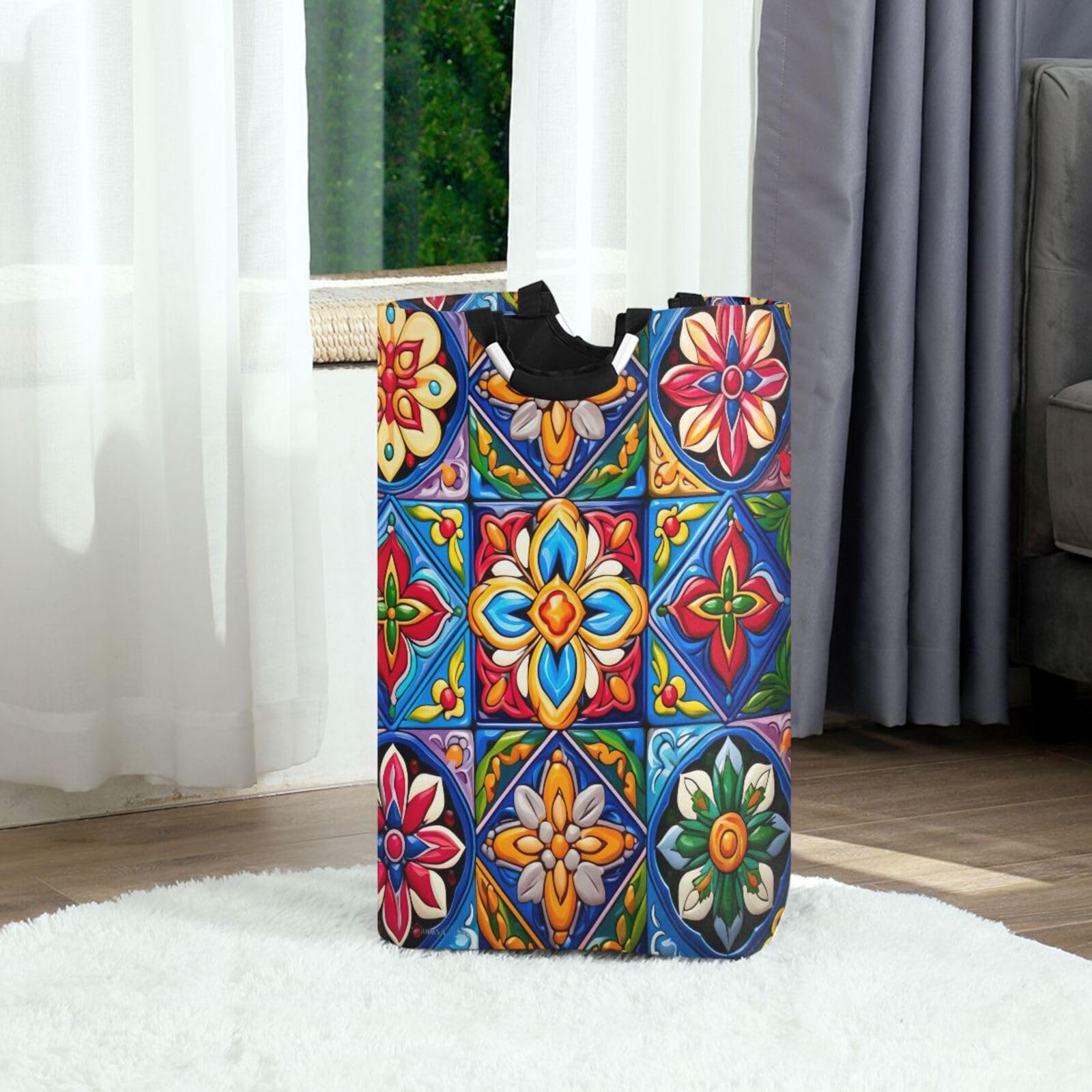 Jihqo Laundry Hamper Basket St Patrick's Clover Pattern Collapsible Nursery Storage Bin Waterproof Clothing Baskets for Home Bedroom Bathroom Washing Room