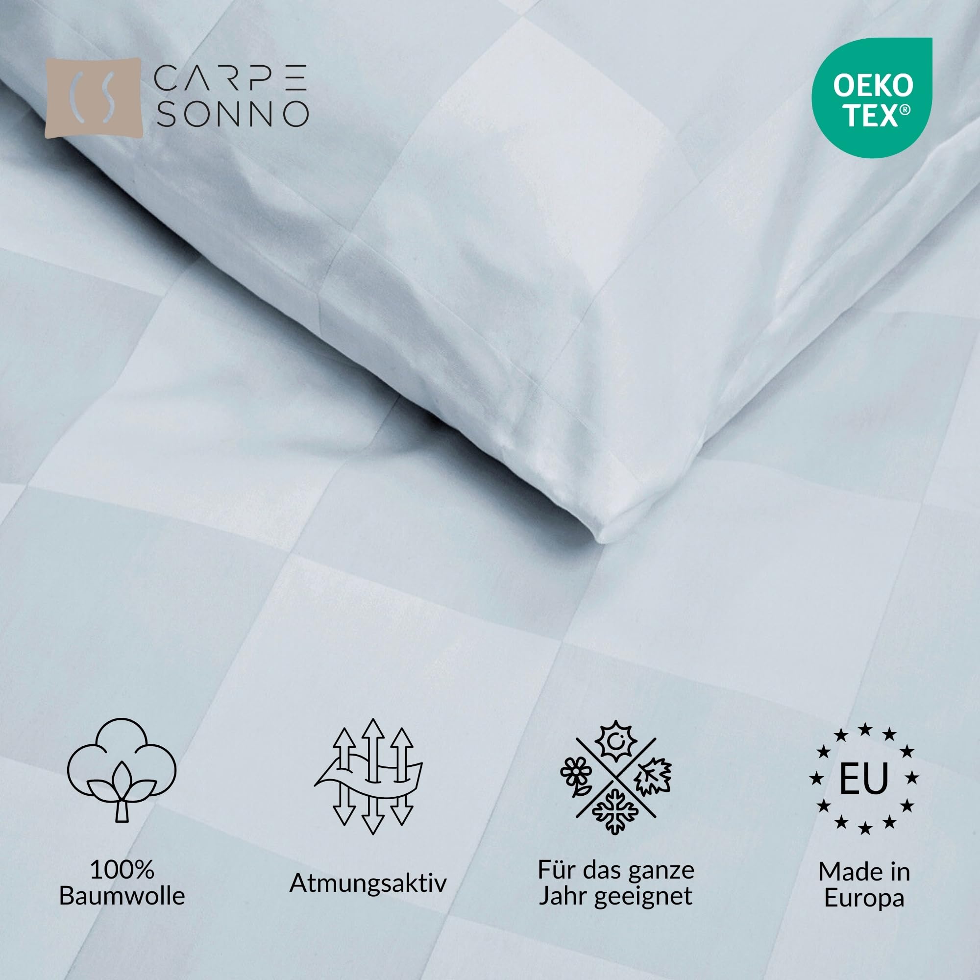 Carpe Sonno® Damast Bettwäsche 135x200 Baumwolle | Bettwäsche Baumwolle 135x200 | Karierte Bettwäsche kariert | Bettwaren & Bettwäsche-Sets | Bettbezug 135 x 200 Baumwoll Bettwäsche