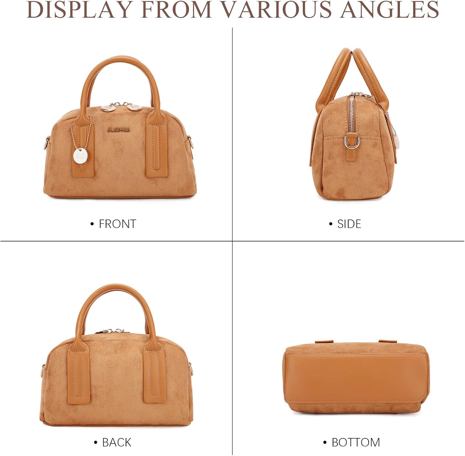 ALEX&MIA Women's Small Suede Crossbody Bags – Vintage Top Handle Handbags with Adjustable Strap, Everyday Versatile Purse - Image 6