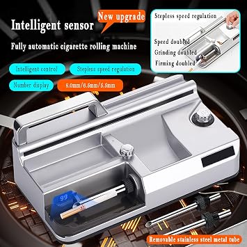 Fully Automatic Cigarette Rolling Machine, 8.0/6.5/5.5mm Household Cigarette Rolling Tool, Intelligent Counting Display, Stepless Speed Regulation, Intelligent Induction Power Off