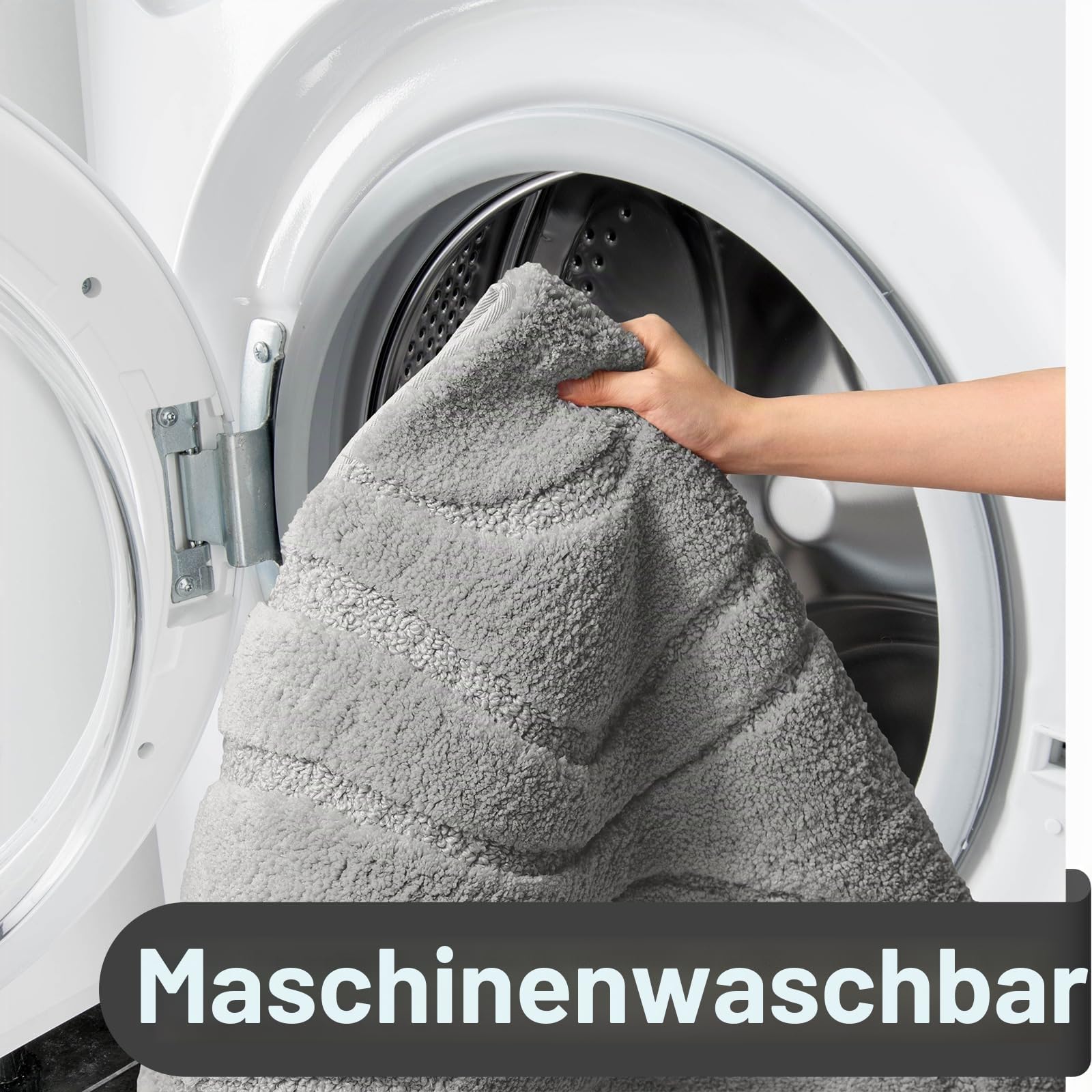 DEXDE Badezimmerteppichläufer, 61 x 183 cm, extra lang, rutschfest, maschinenwaschbar, Badematten, grau/silberfarben, weiche Teppiche für Boden, Badewanne und Dusche, Heimdekor-Zubehör