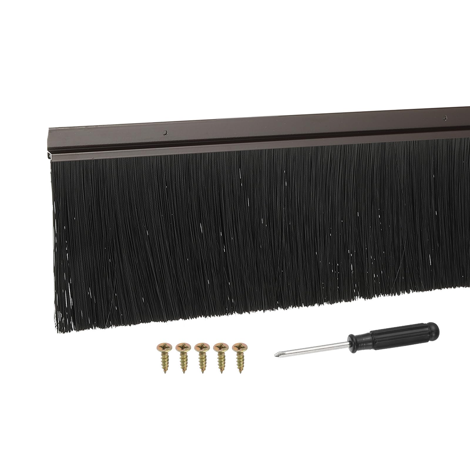 YELARXI Door Sweep Aluminum Alloy Brush Sweeps, 3.9 Inch Black PP Brush 39"L x 4.9"W Fit for Gaps of Door Bottom