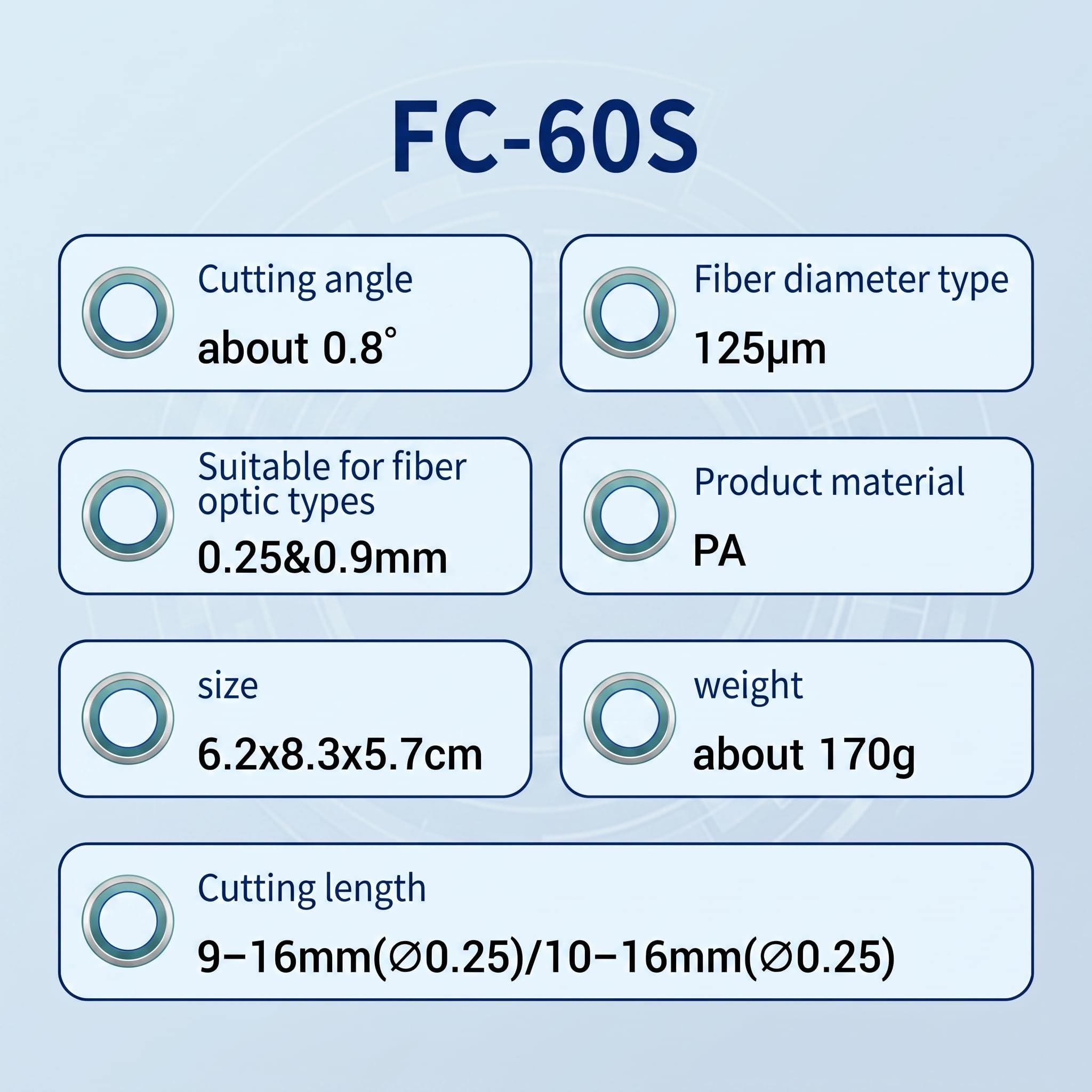 Lama per taglio a freddo della fibra ottica, per connessioni a freddo in fibra ottica, strumento di taglio per cavi con lama a 16 lati, Adatto per filo singolo da 0,25 mm e 0,9 mm